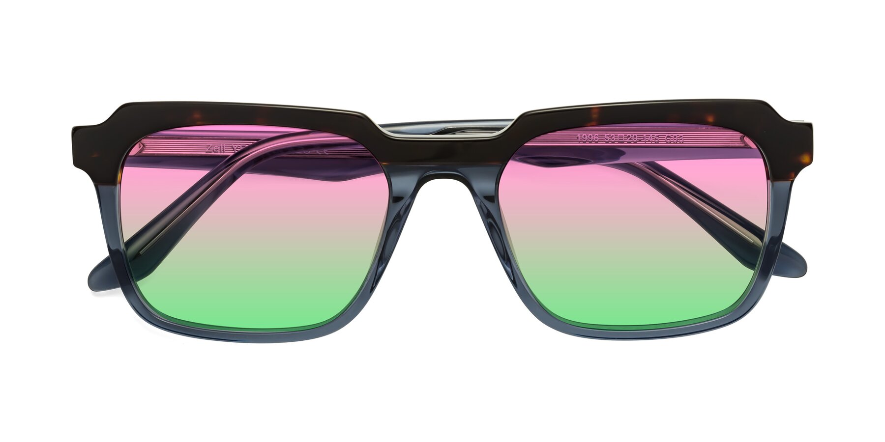 Folded Front of Zell in Tortoise-Blue with Pink / Green Gradient Lenses