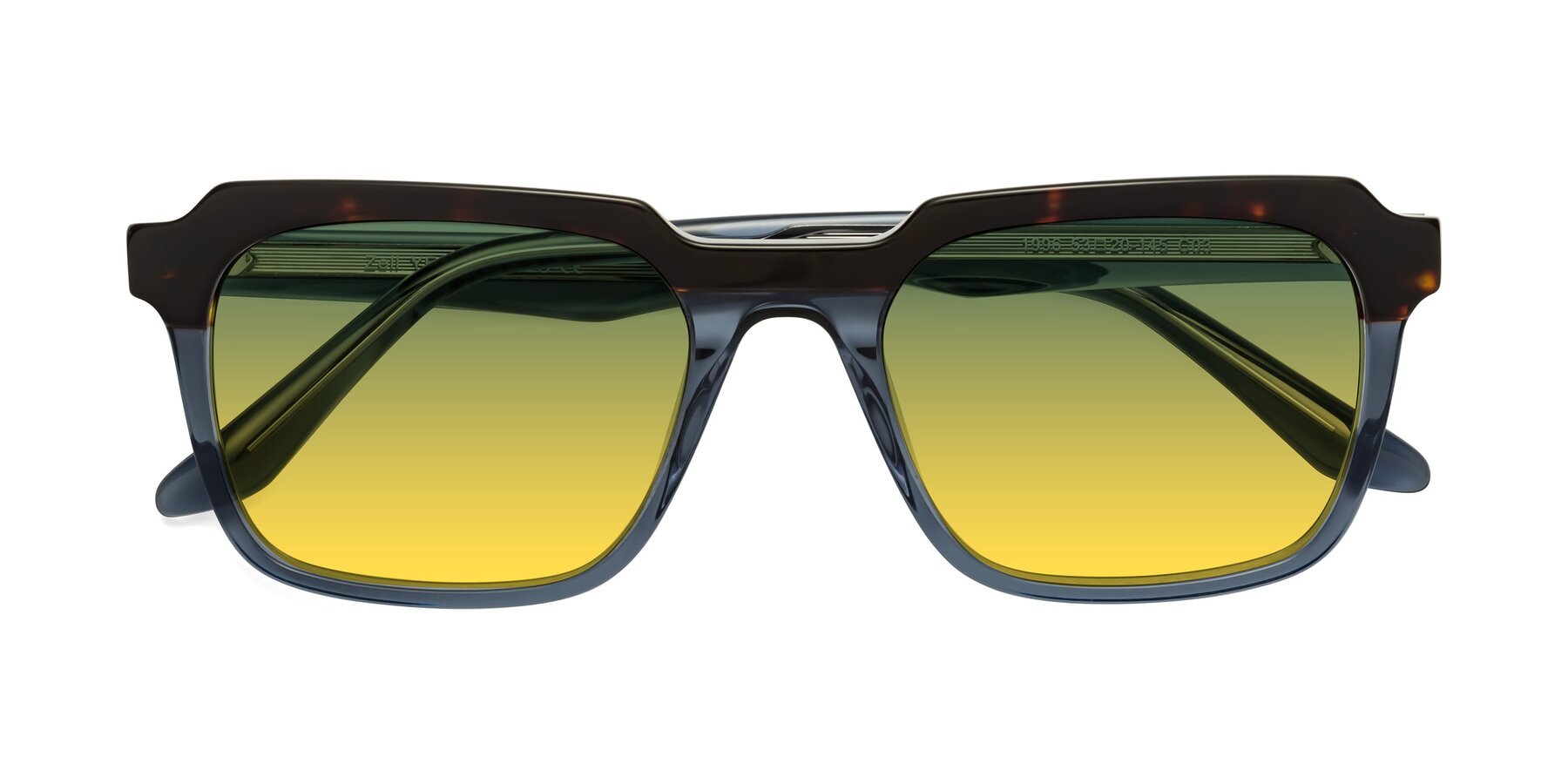 Folded Front of Zell in Tortoise-Blue with Green / Yellow Gradient Lenses