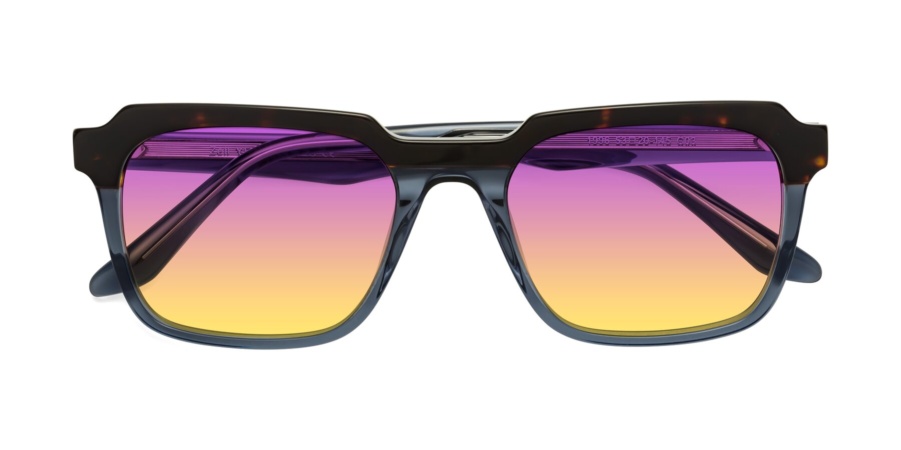 Folded Front of Zell in Tortoise-Blue with Purple / Yellow Gradient Lenses