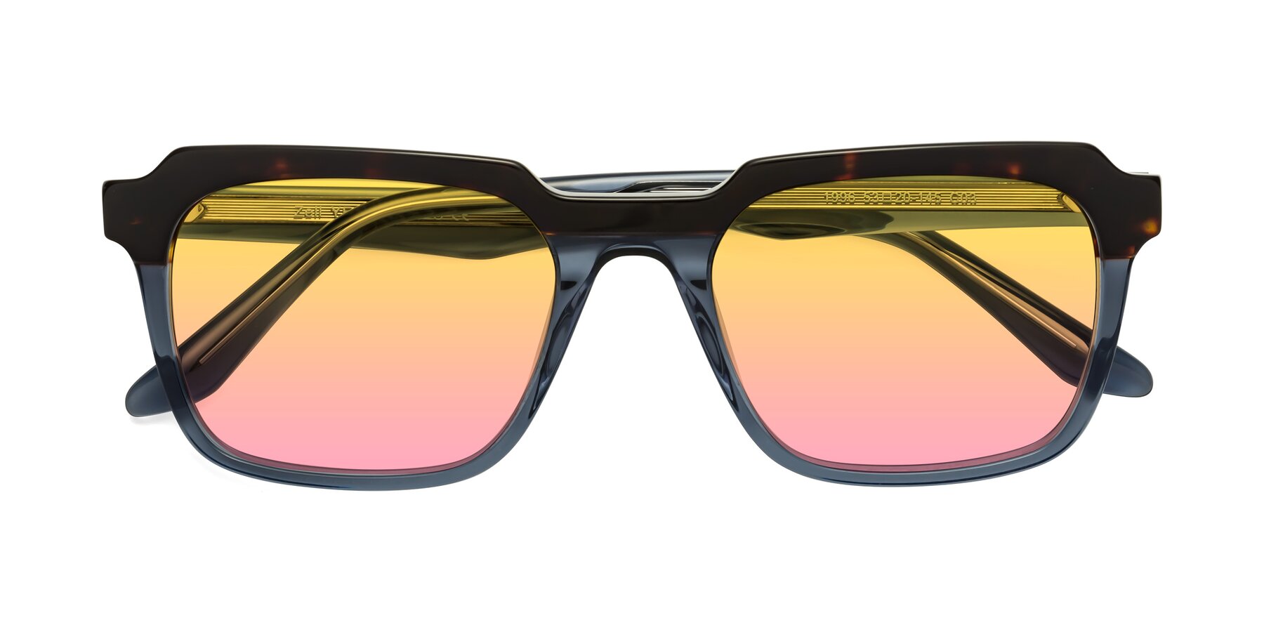 Folded Front of Zell in Tortoise-Blue with Yellow / Pink Gradient Lenses