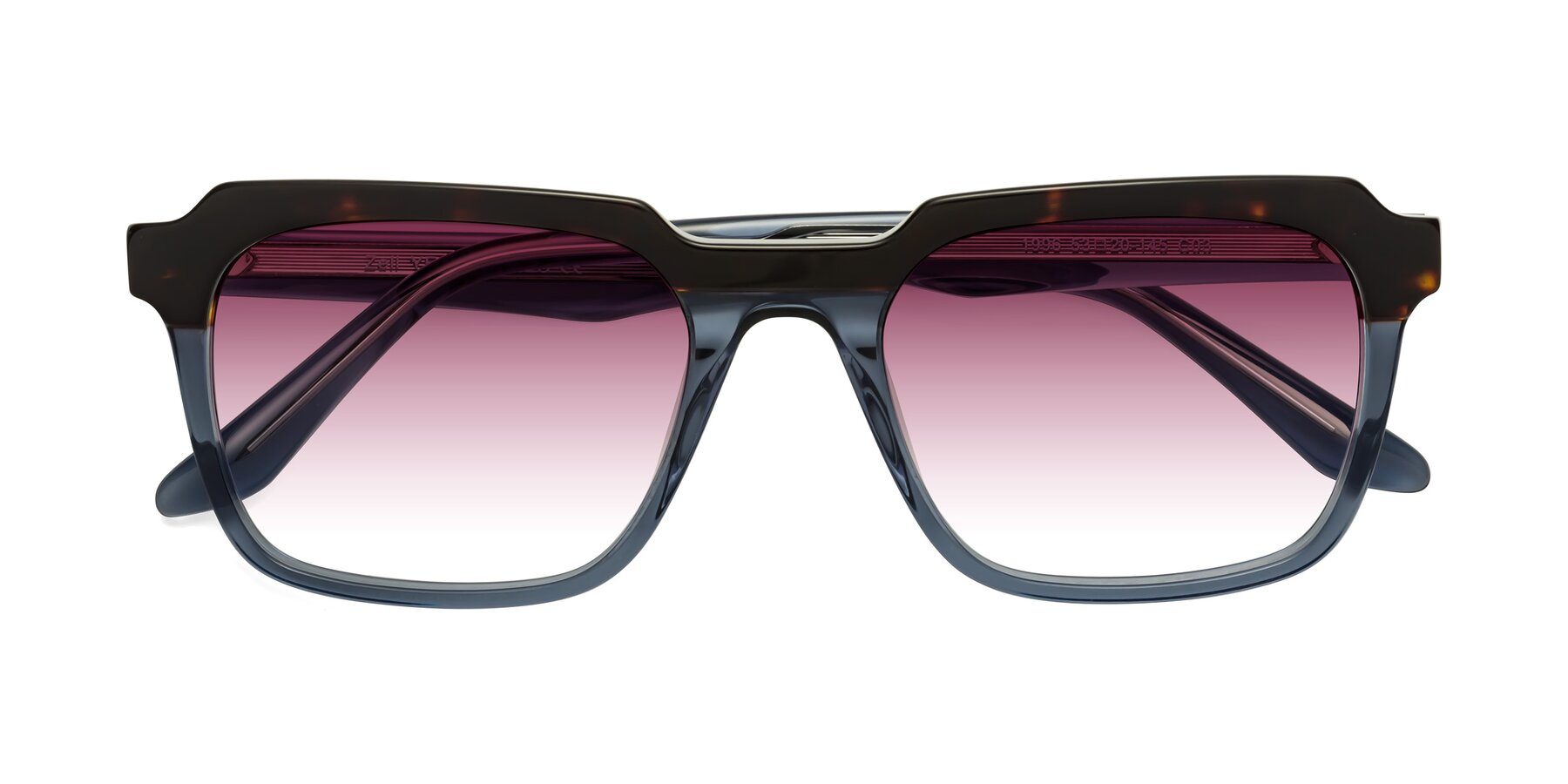 Folded Front of Zell in Tortoise-Blue with Wine Gradient Lenses