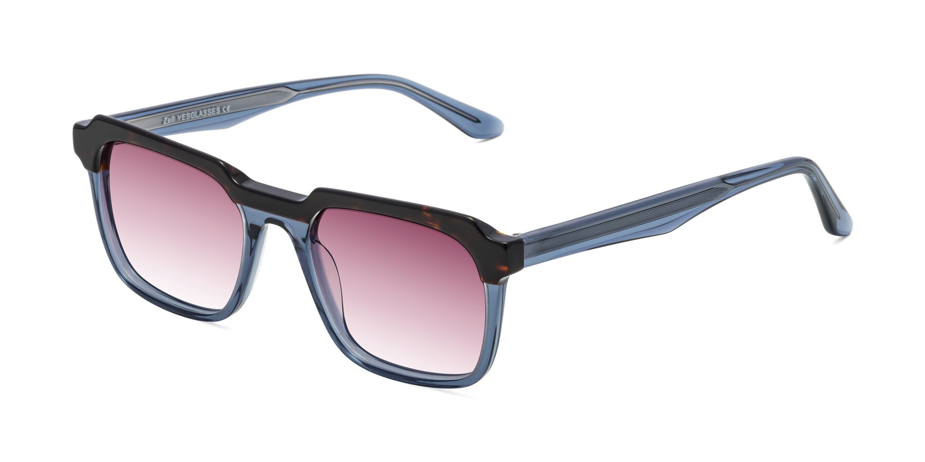 Angle of Zell in Tortoise-Blue with Wine Gradient Lenses