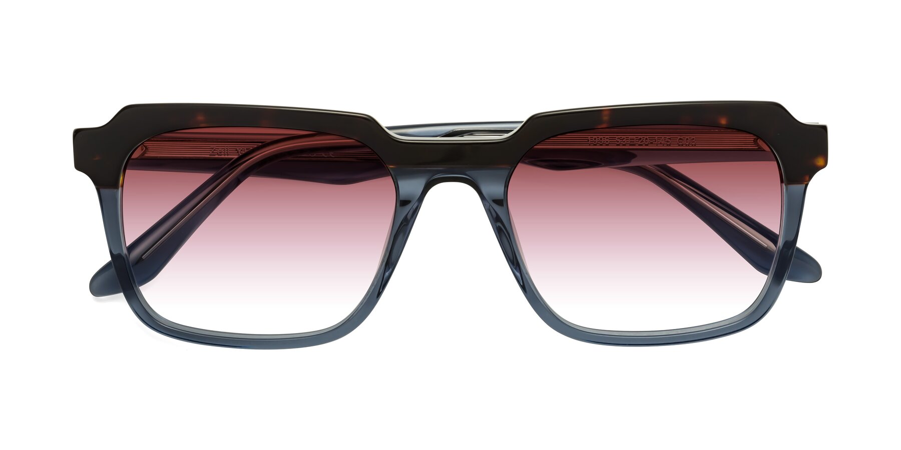 Folded Front of Zell in Tortoise-Blue with Garnet Gradient Lenses