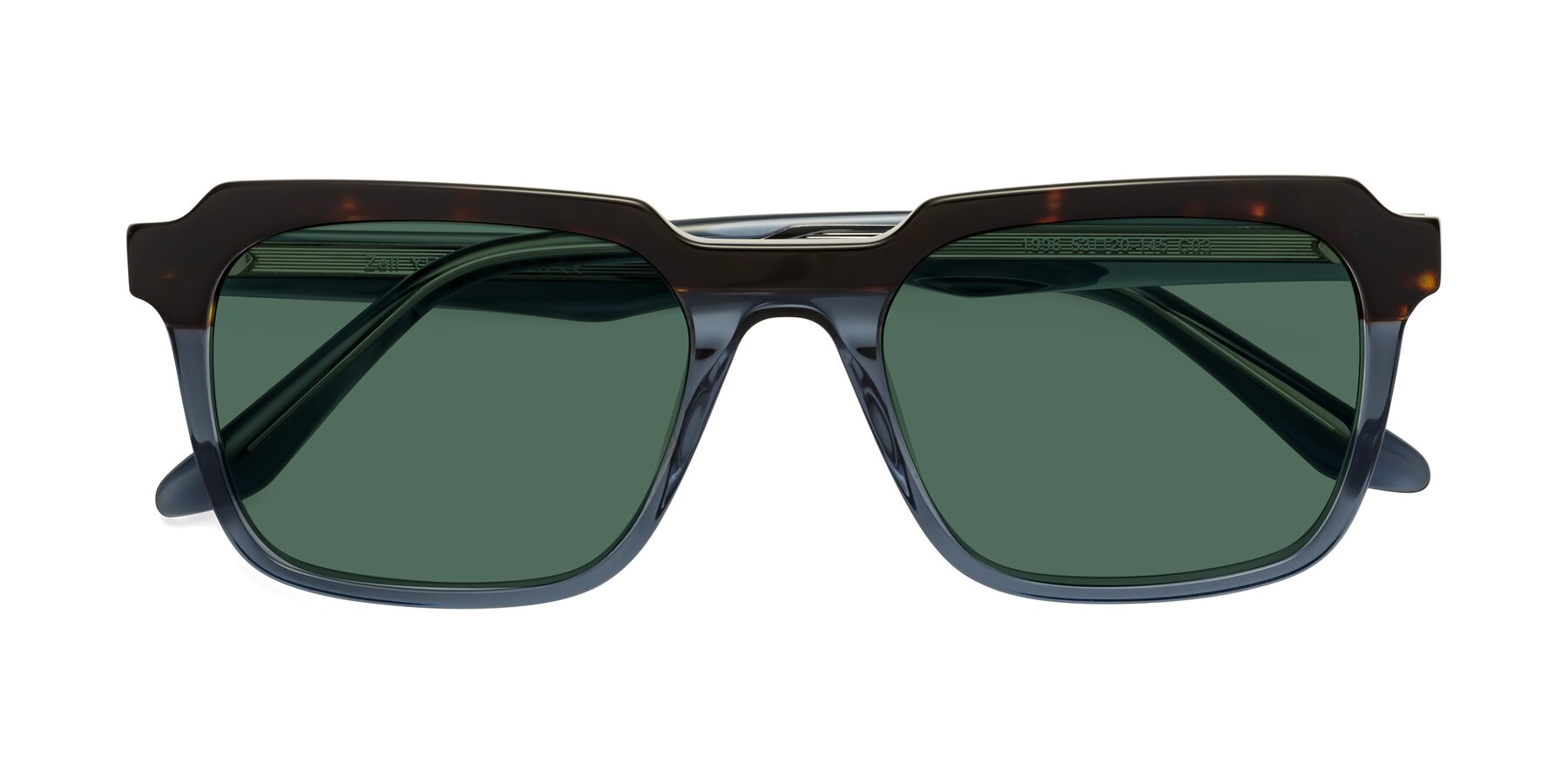 Folded Front of Zell in Tortoise-Blue with Green Polarized Lenses