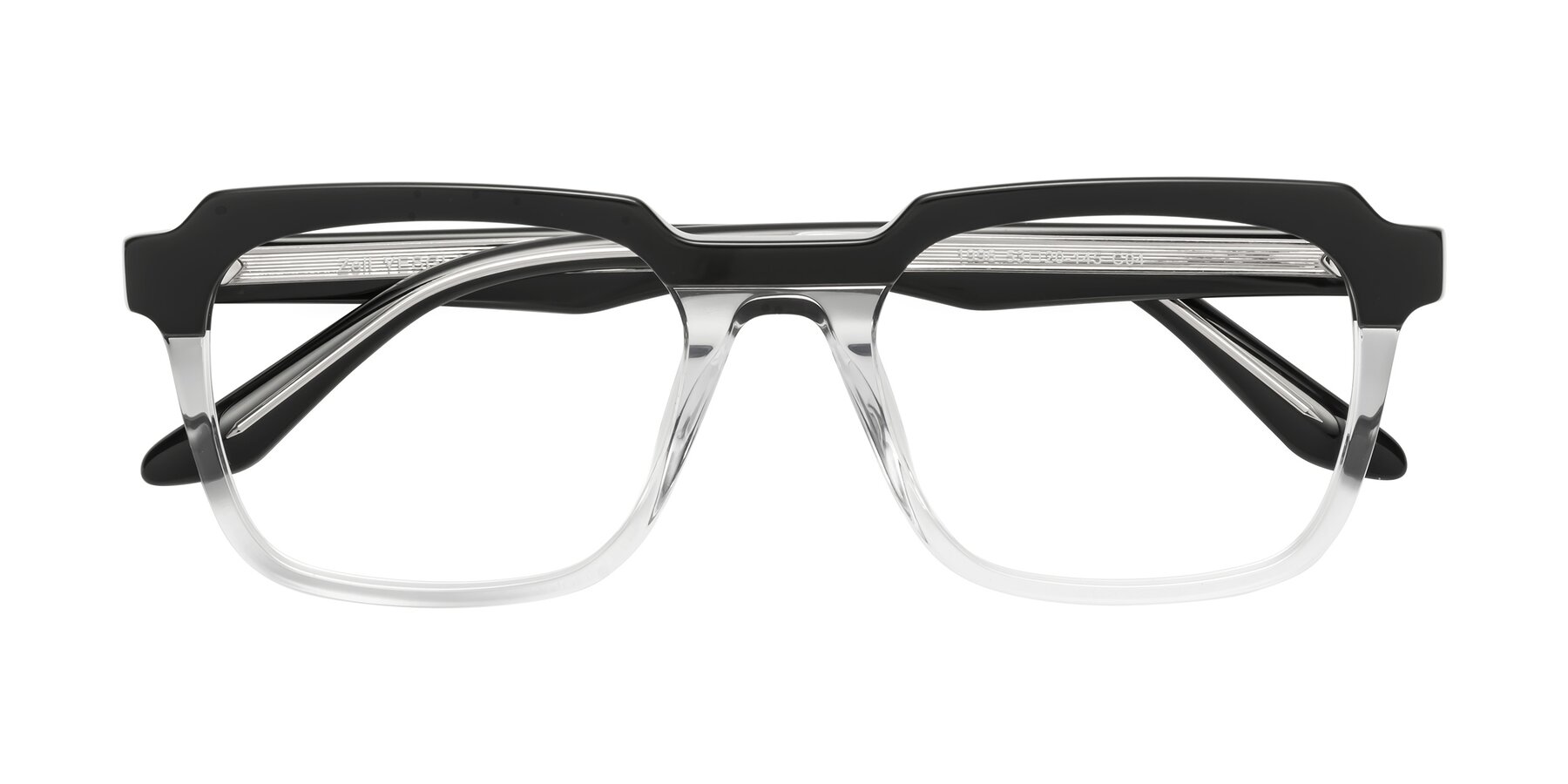 Folded Front of Zell in Black-Clear with Clear Eyeglass Lenses