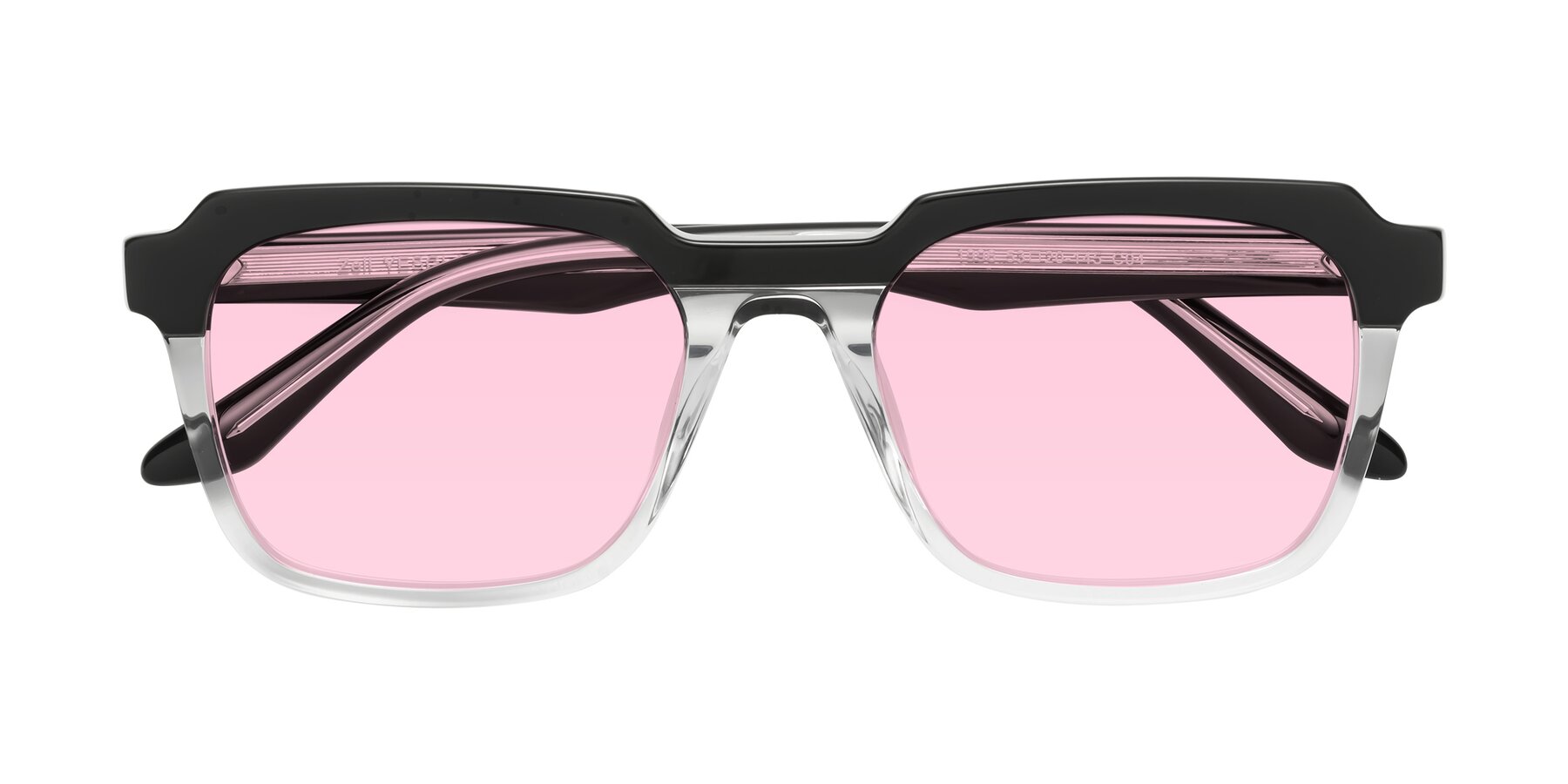 Folded Front of Zell in Black-Clear with Light Pink Tinted Lenses