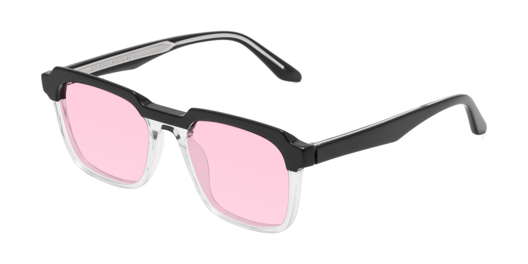 Angle of Zell in Black-Clear with Light Pink Tinted Lenses
