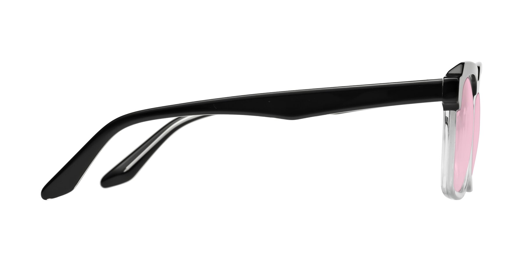 Side of Zell in Black-Clear with Light Pink Tinted Lenses