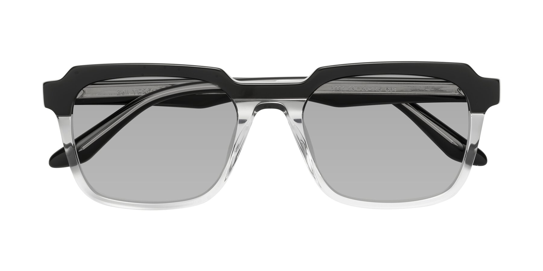 Folded Front of Zell in Black-Clear with Light Gray Tinted Lenses