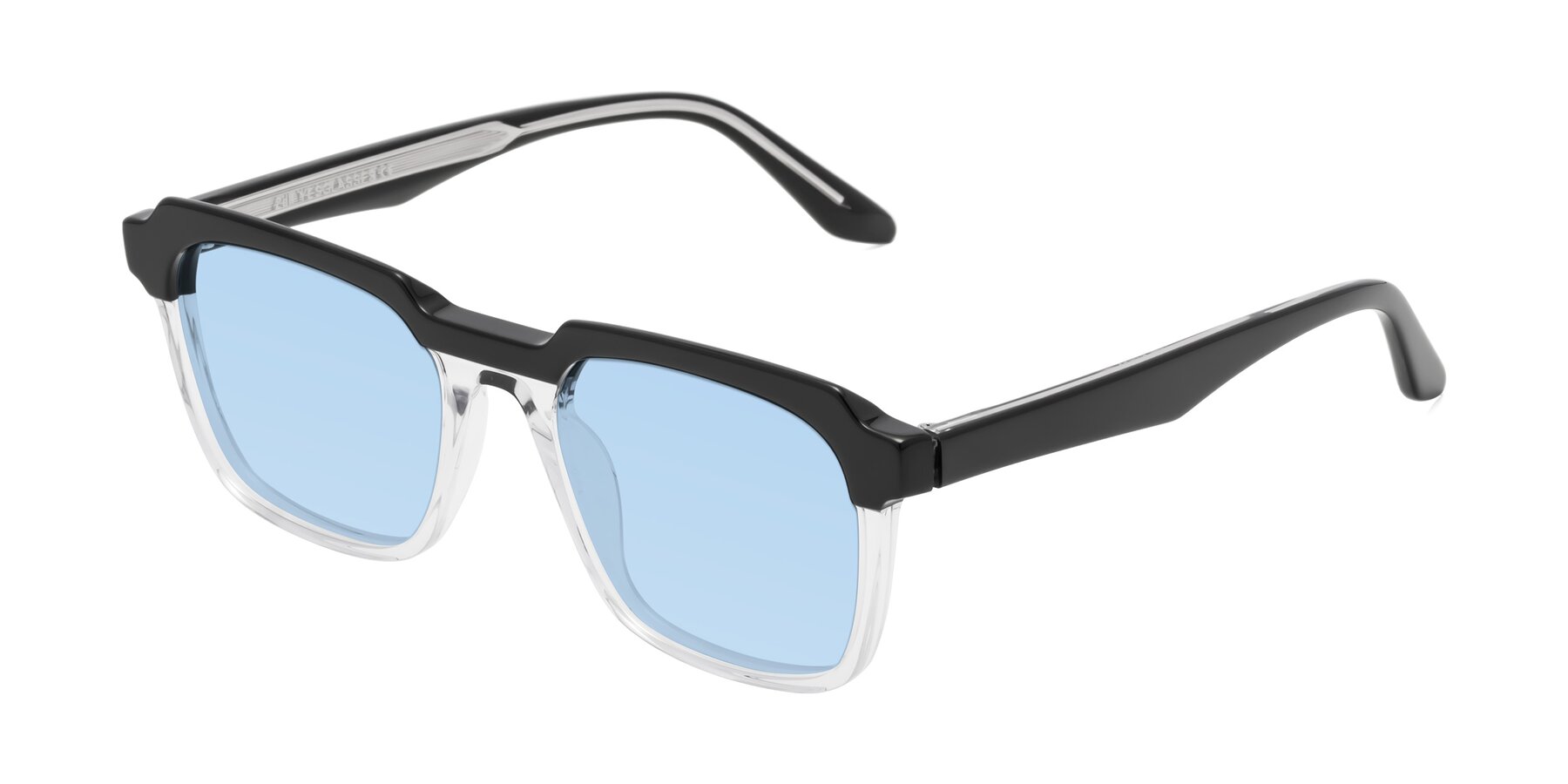 Angle of Zell in Black-Clear with Light Blue Tinted Lenses