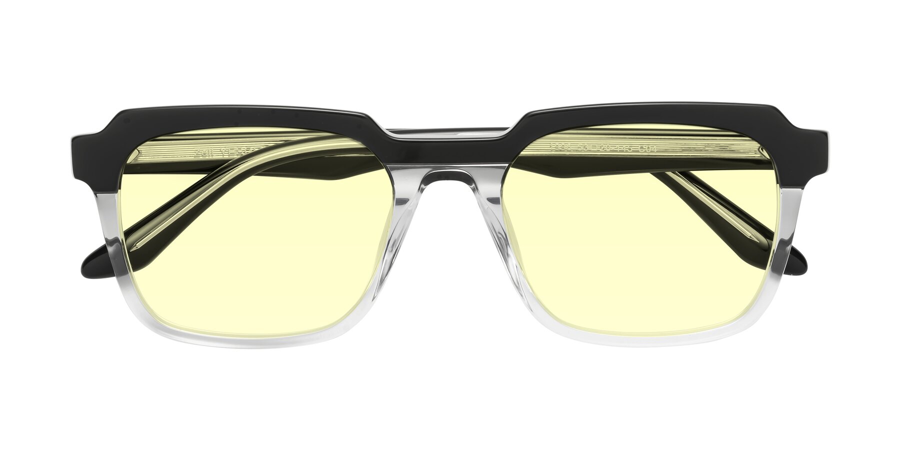 Folded Front of Zell in Black-Clear with Light Yellow Tinted Lenses