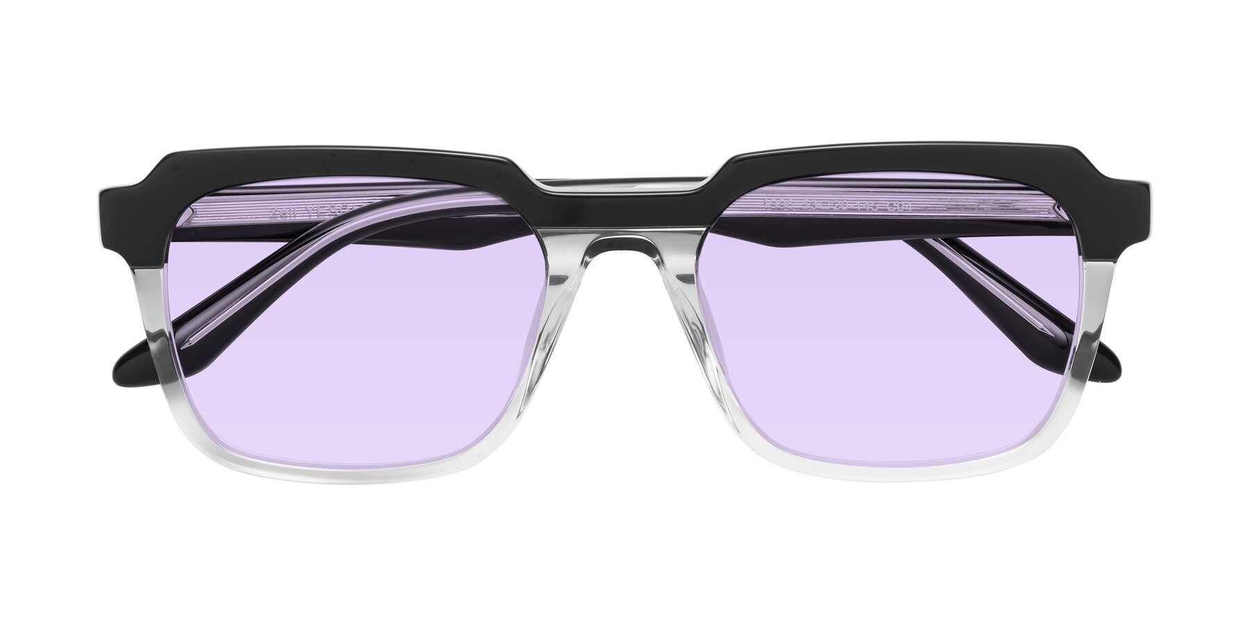 Folded Front of Zell in Black-Clear with Light Purple Tinted Lenses