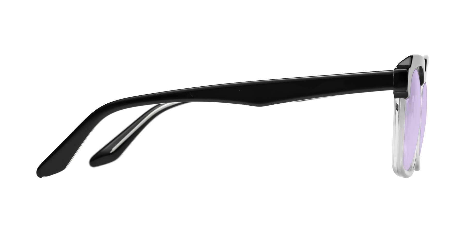 Side of Zell in Black-Clear with Light Purple Tinted Lenses