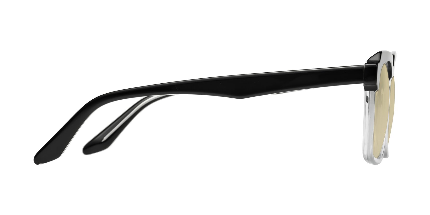 Side of Zell in Black-Clear with Light Champagne Tinted Lenses
