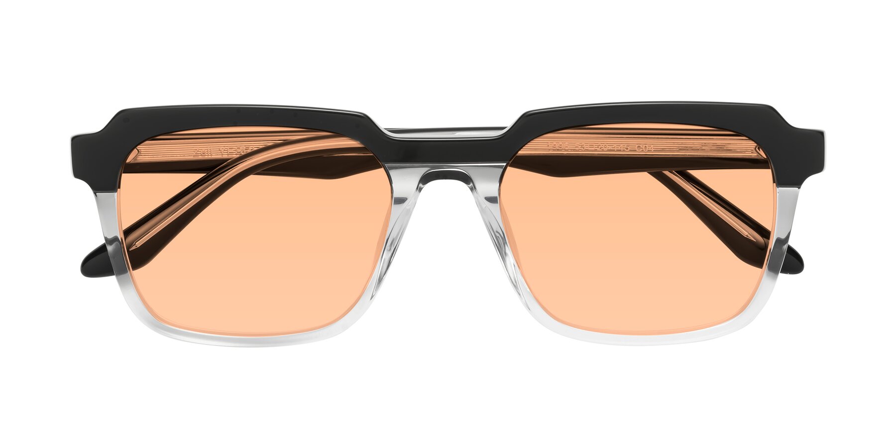 Folded Front of Zell in Black-Clear with Light Orange Tinted Lenses