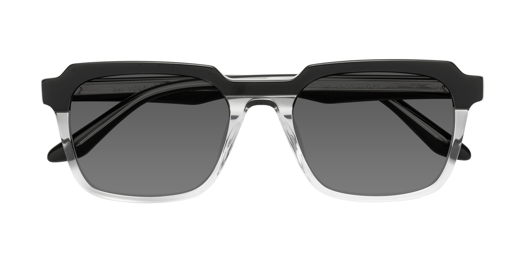 Folded Front of Zell in Black-Clear with Medium Gray Tinted Lenses