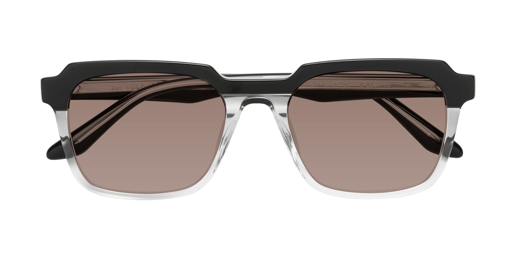 Folded Front of Zell in Black-Clear with Medium Brown Tinted Lenses