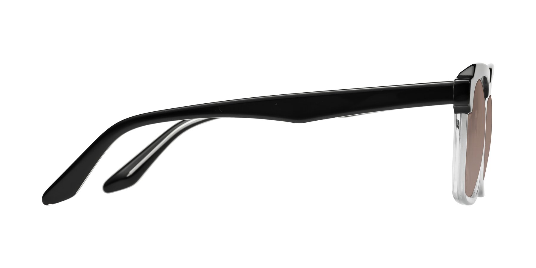 Side of Zell in Black-Clear with Medium Brown Tinted Lenses