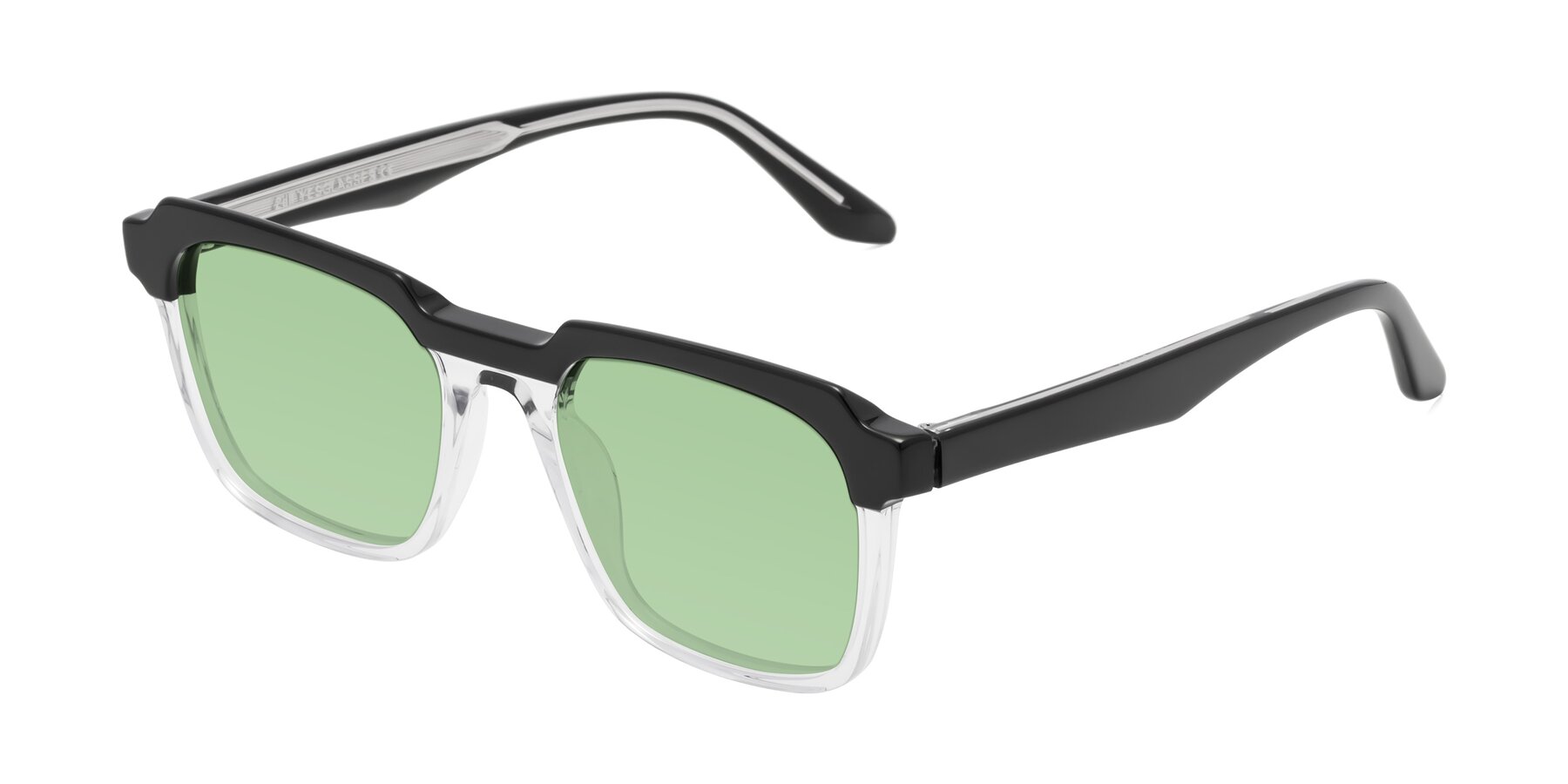 Angle of Zell in Black-Clear with Medium Green Tinted Lenses