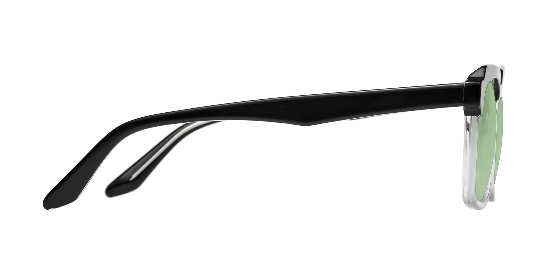 Side of Zell in Black-Clear with Medium Green Tinted Lenses