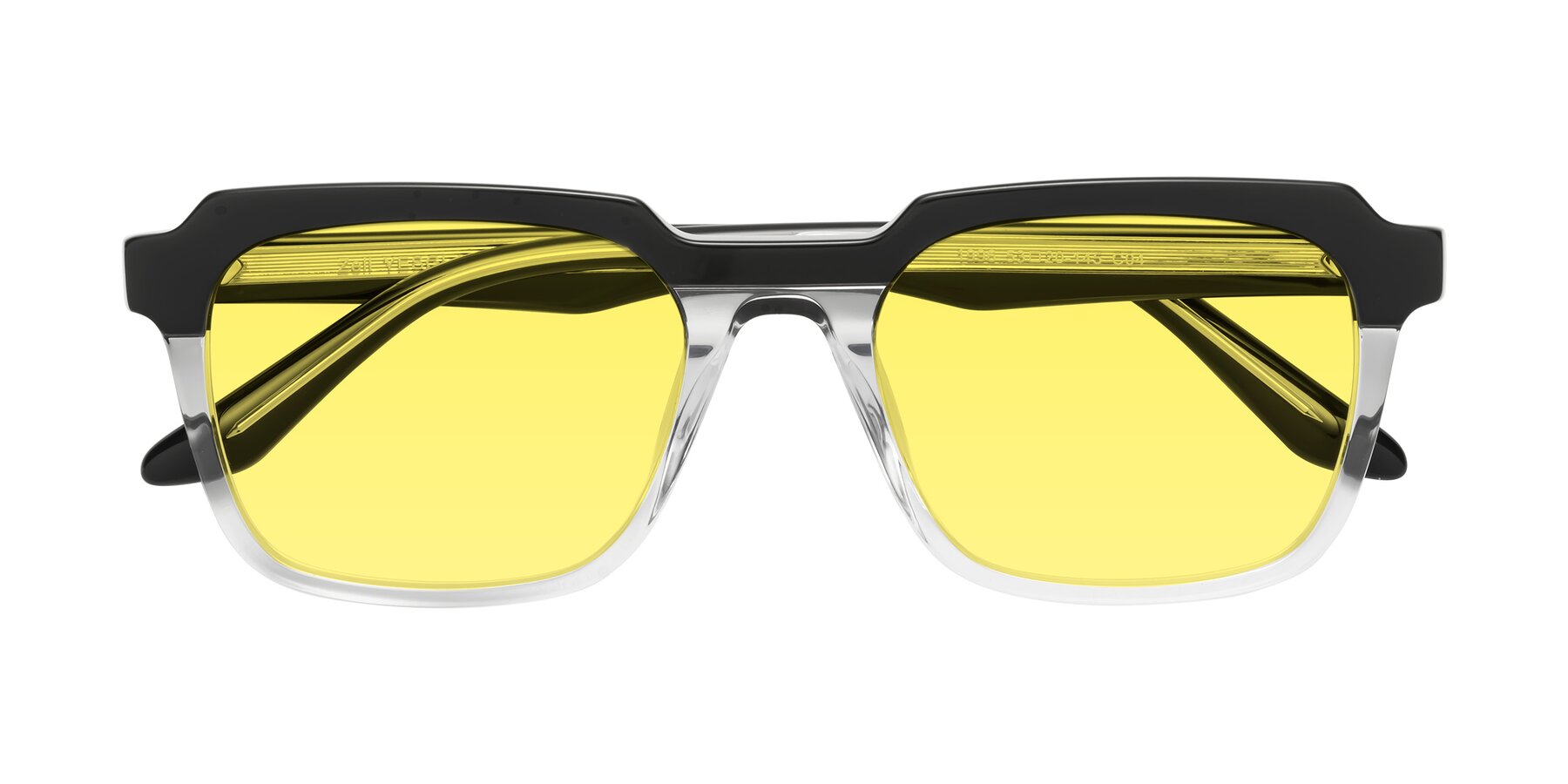 Folded Front of Zell in Black-Clear with Medium Yellow Tinted Lenses