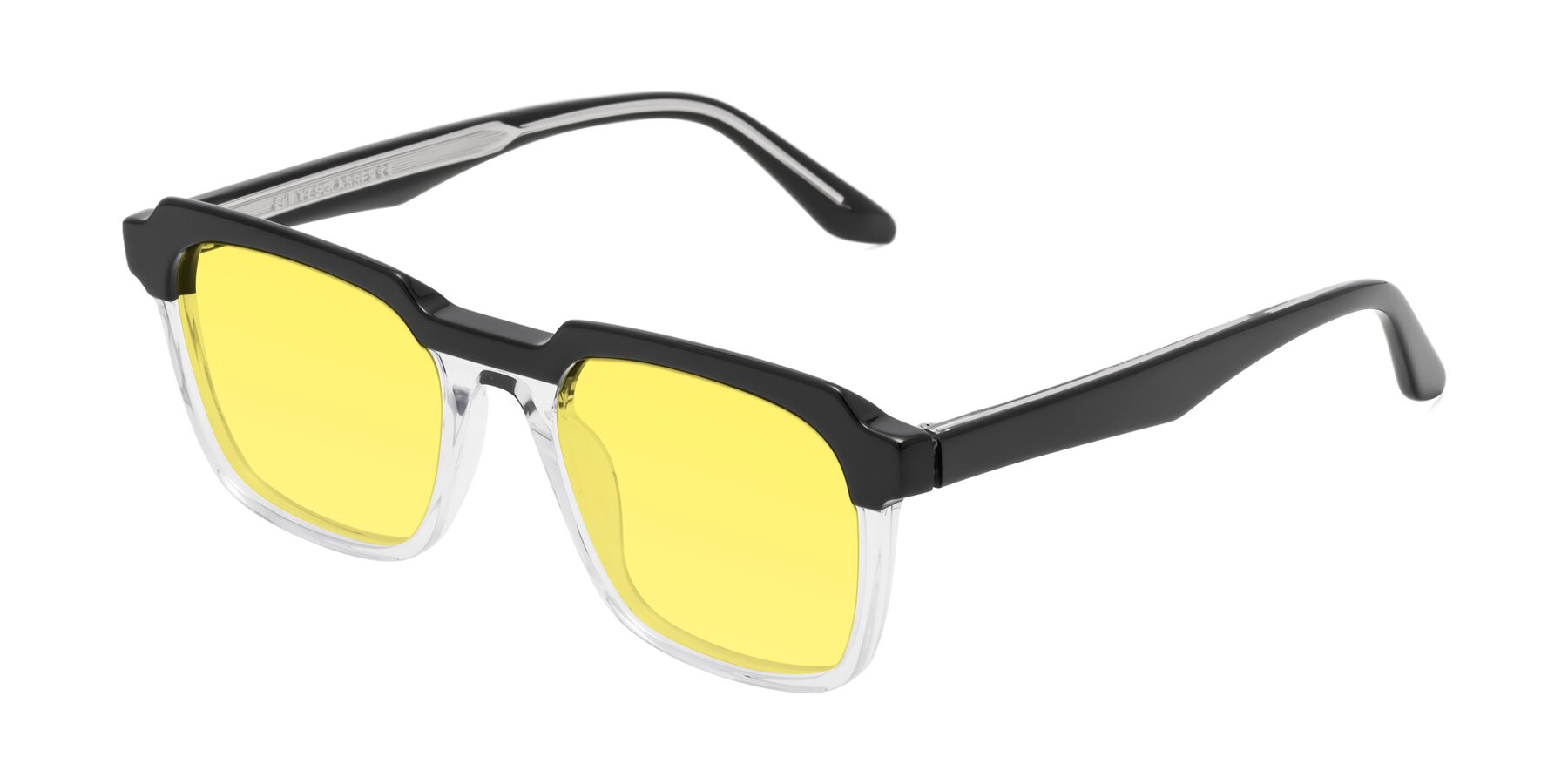 Angle of Zell in Black-Clear with Medium Yellow Tinted Lenses