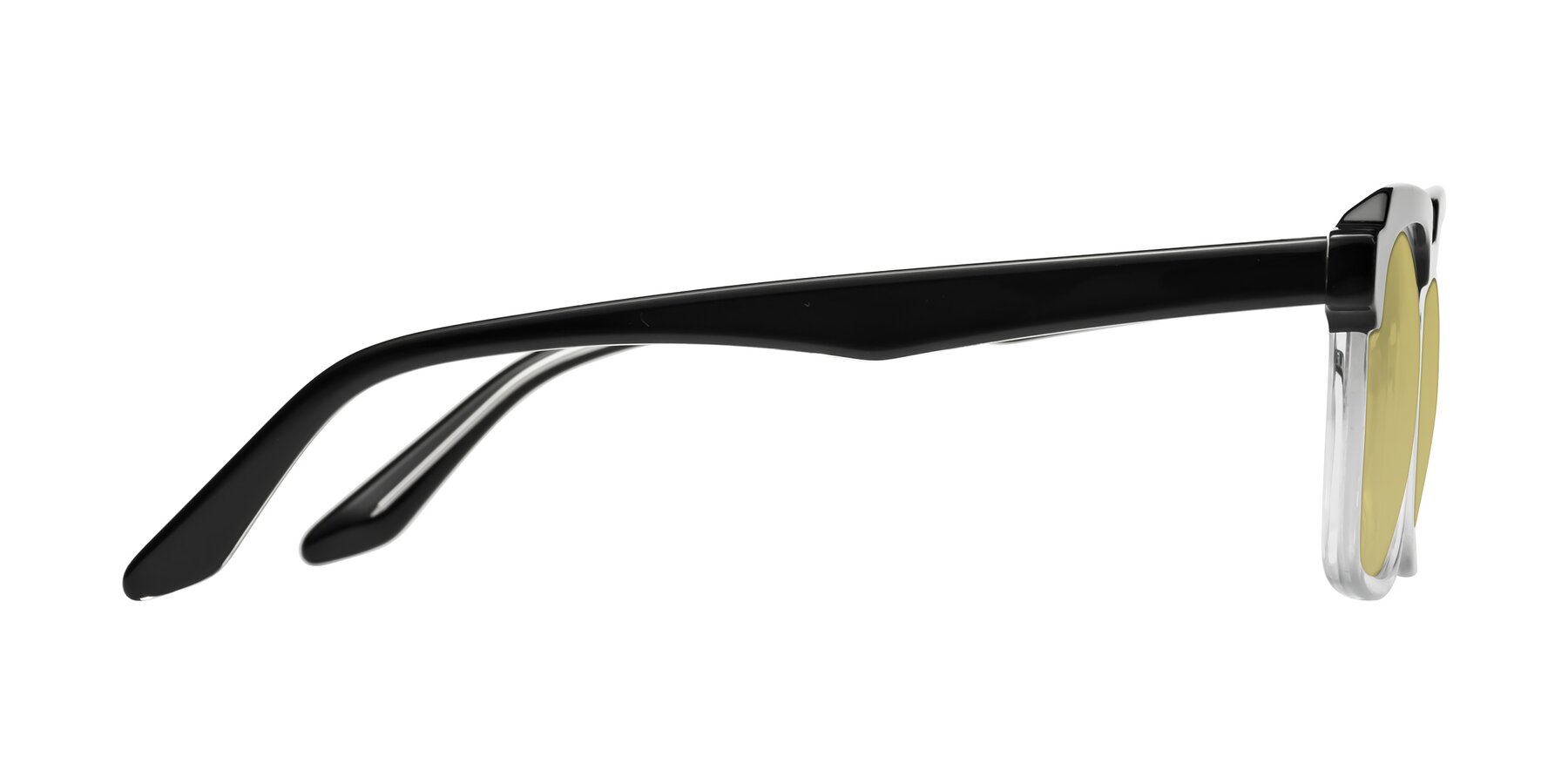 Side of Zell in Black-Clear with Medium Champagne Tinted Lenses