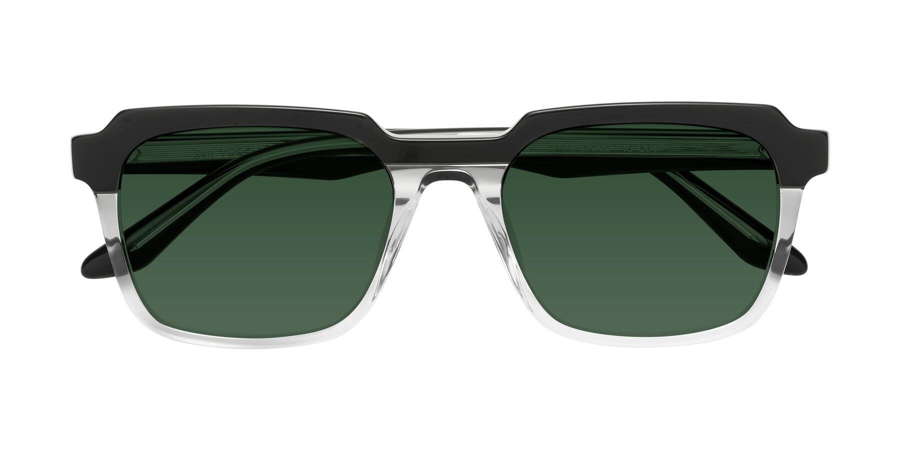 Folded Front of Zell in Black-Clear with Green Tinted Lenses