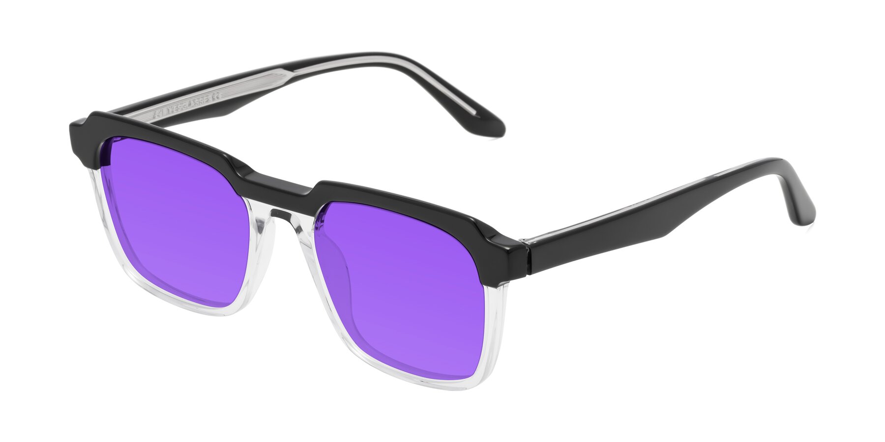 Angle of Zell in Black-Clear with Purple Tinted Lenses