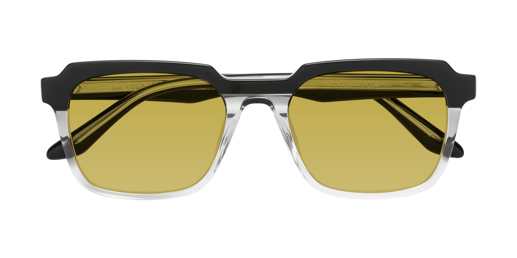 Folded Front of Zell in Black-Clear with Champagne Tinted Lenses