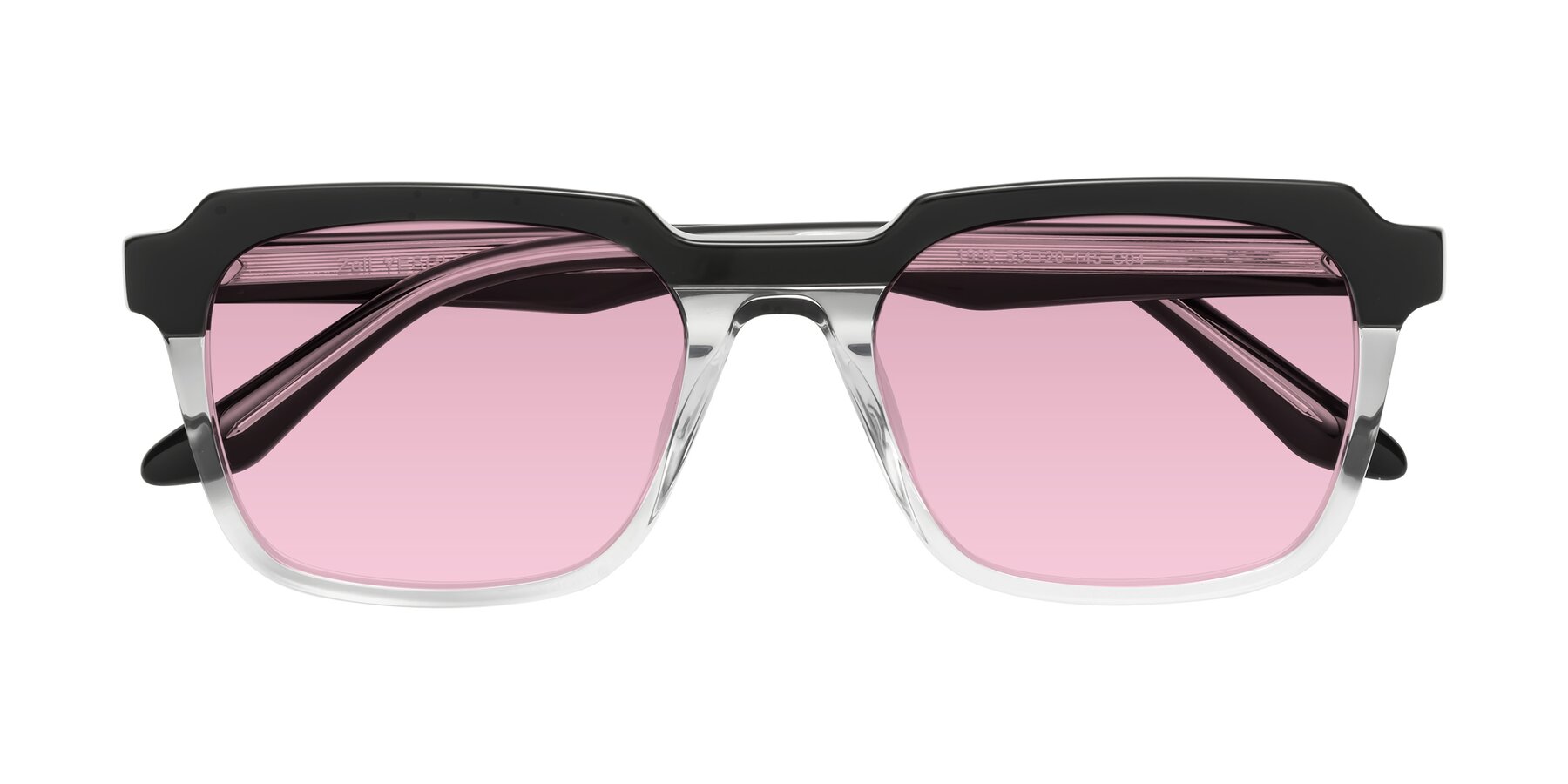 Folded Front of Zell in Black-Clear with Light Wine Tinted Lenses