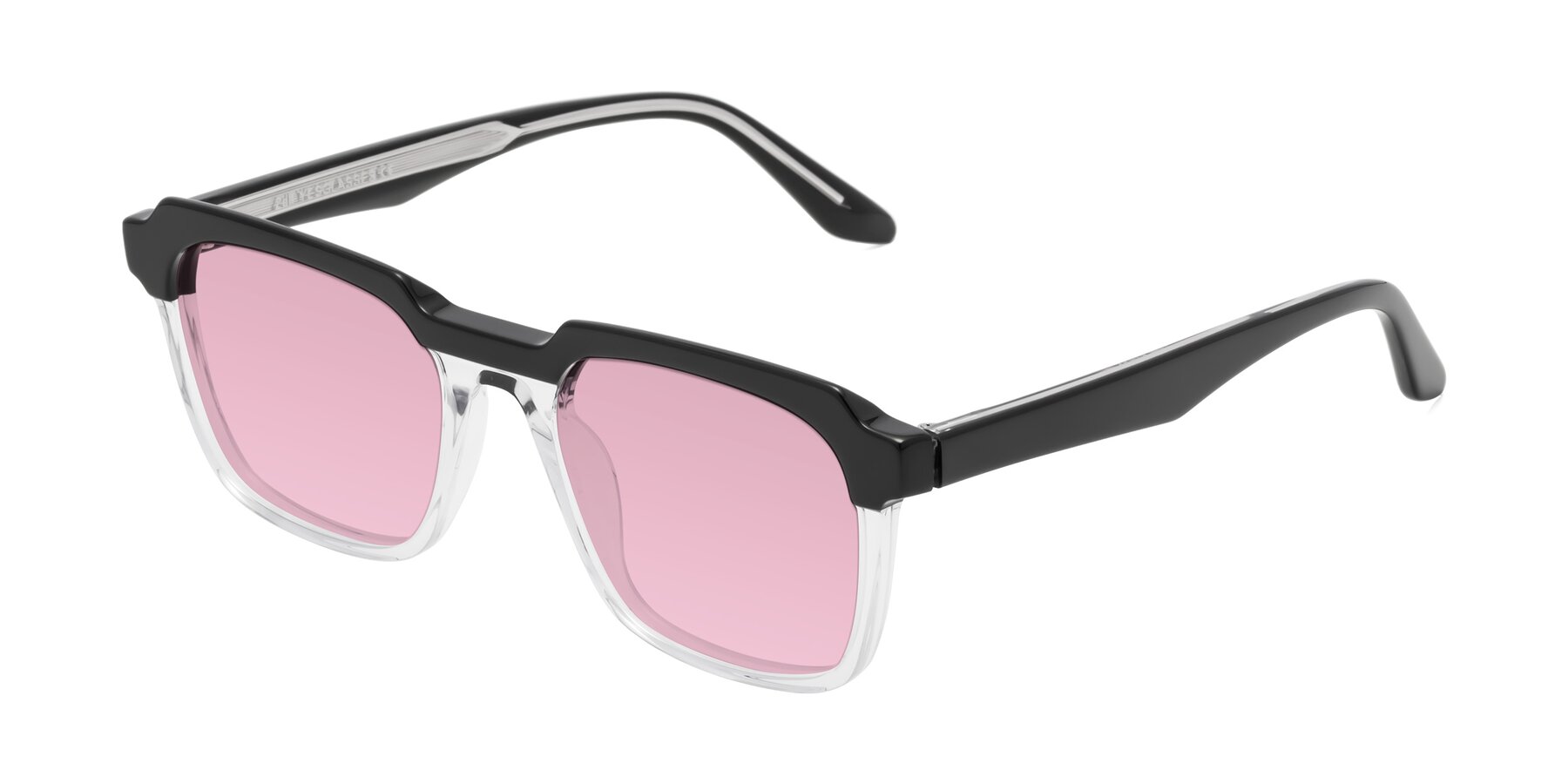 Angle of Zell in Black-Clear with Light Wine Tinted Lenses