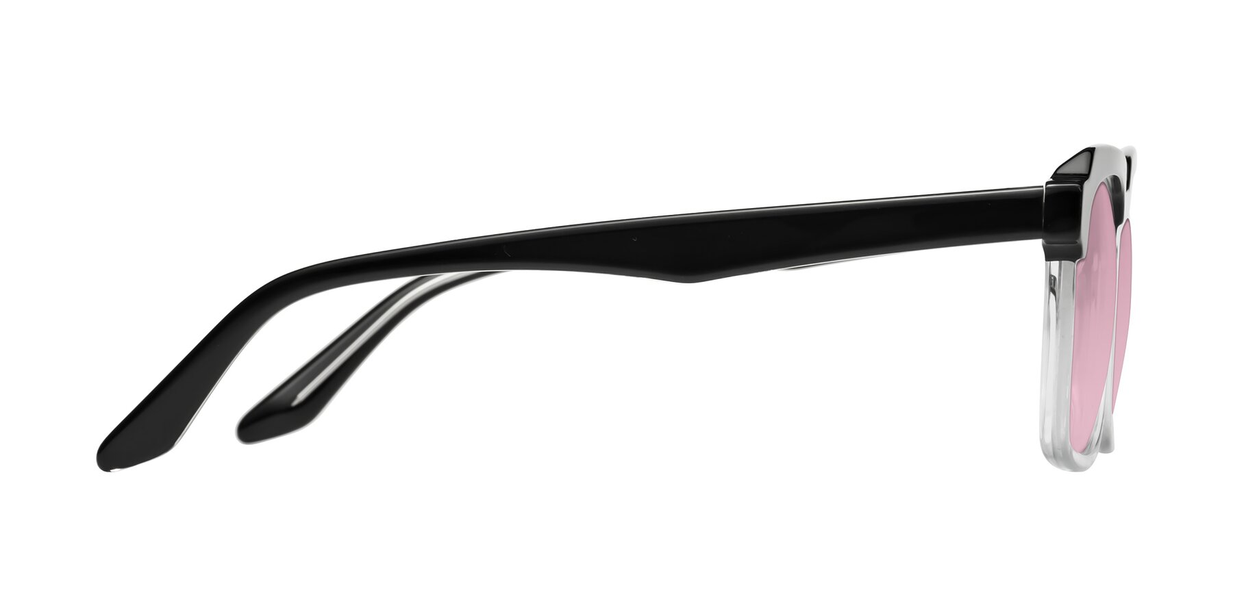 Side of Zell in Black-Clear with Light Wine Tinted Lenses