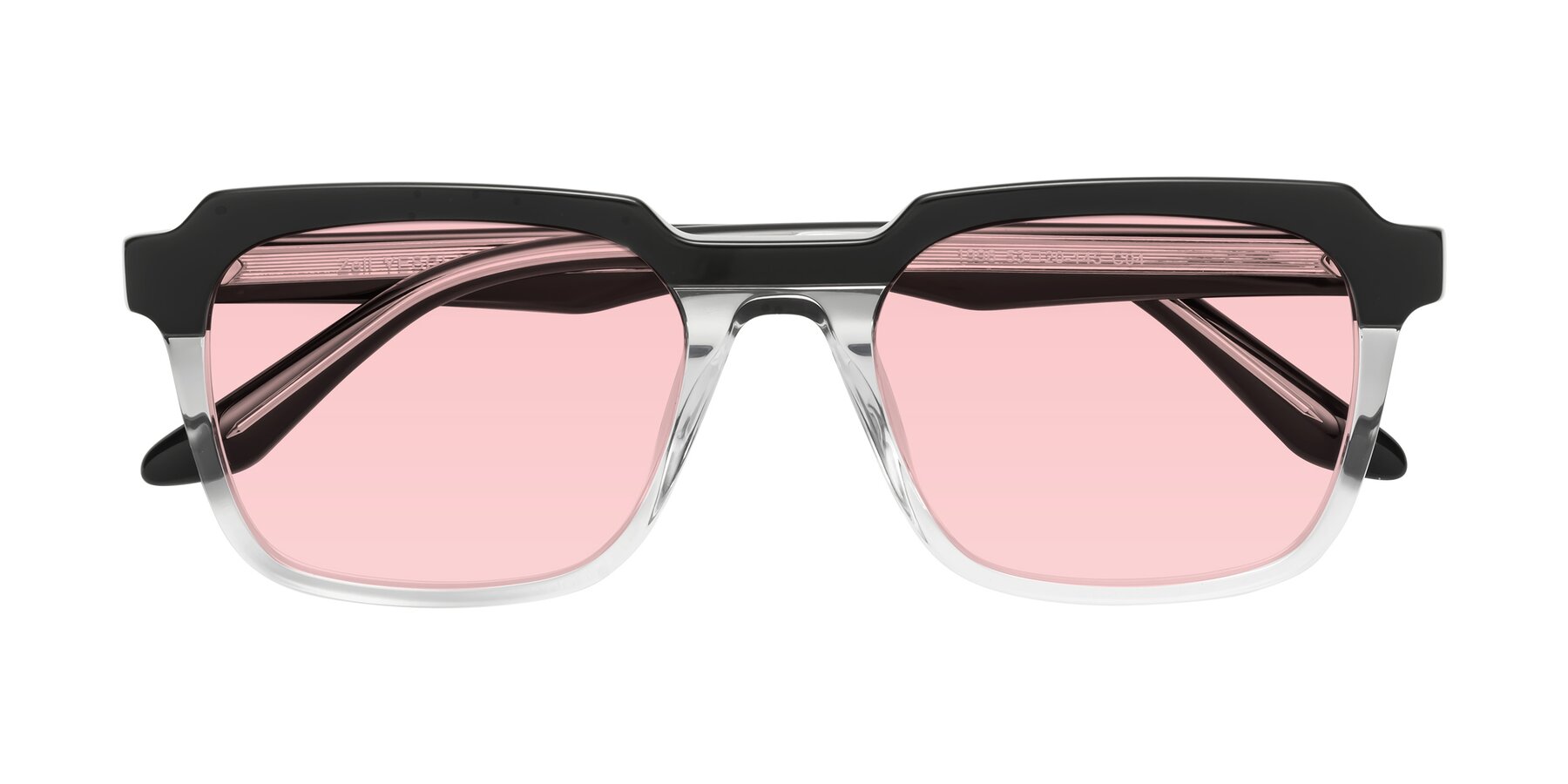 Folded Front of Zell in Black-Clear with Light Garnet Tinted Lenses