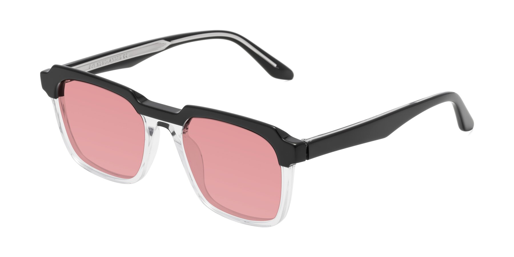 Angle of Zell in Black-Clear with Medium Garnet Tinted Lenses