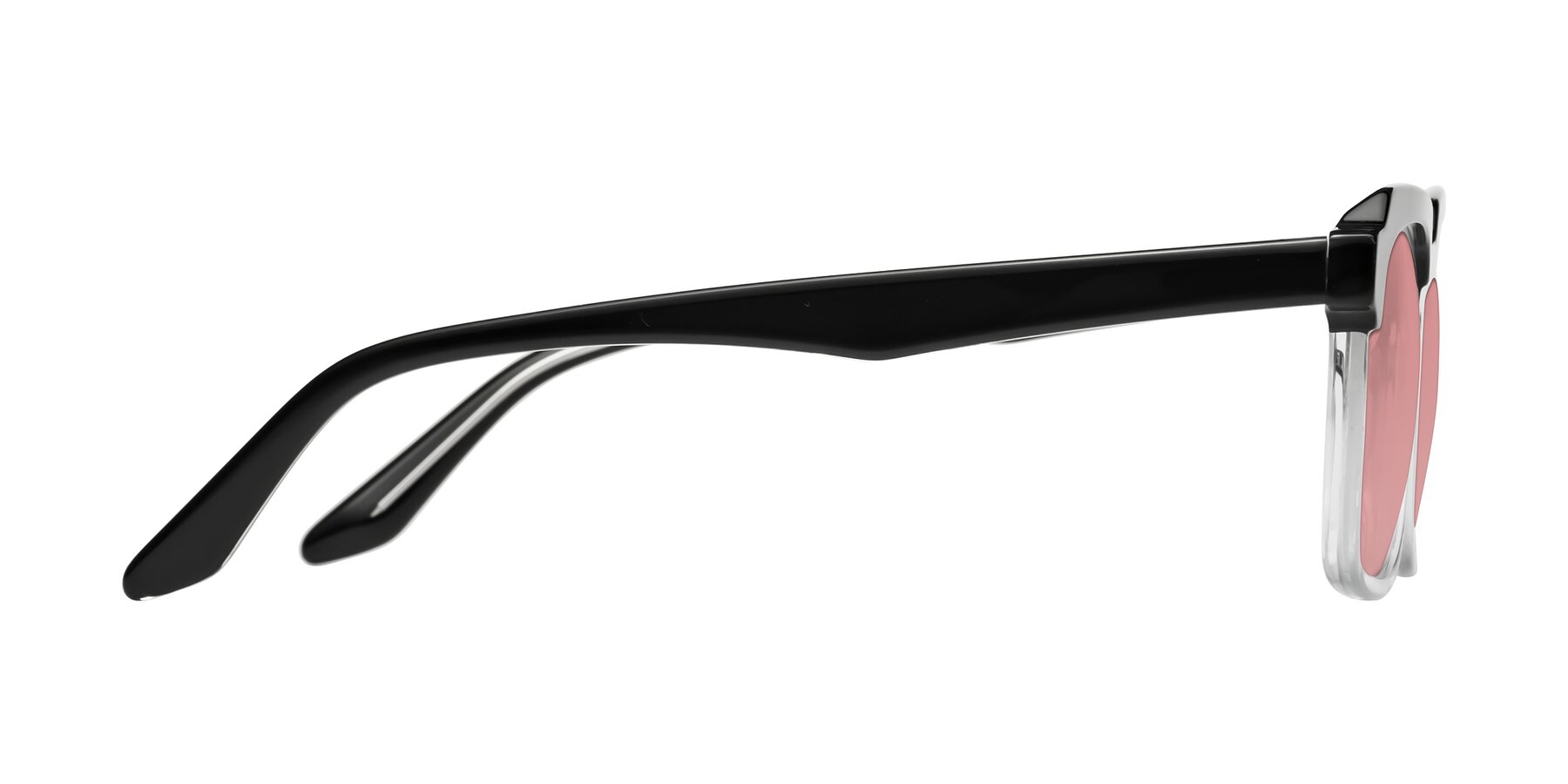 Side of Zell in Black-Clear with Medium Garnet Tinted Lenses