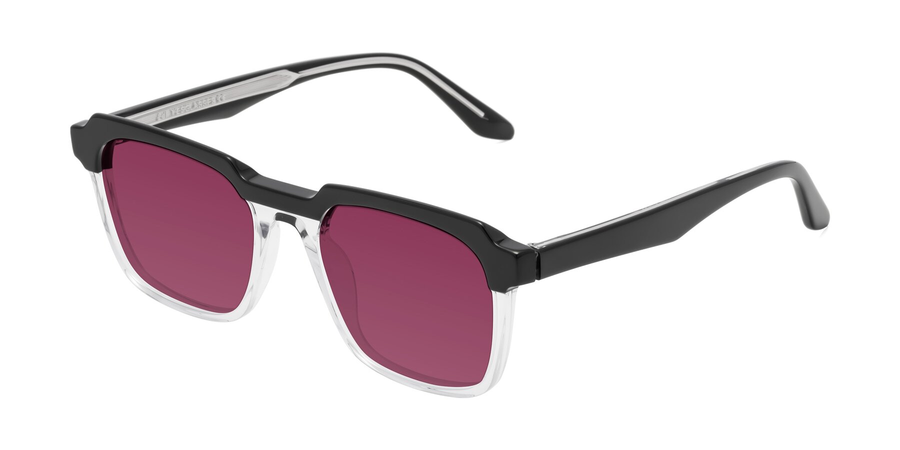 Angle of Zell in Black-Clear with Wine Tinted Lenses