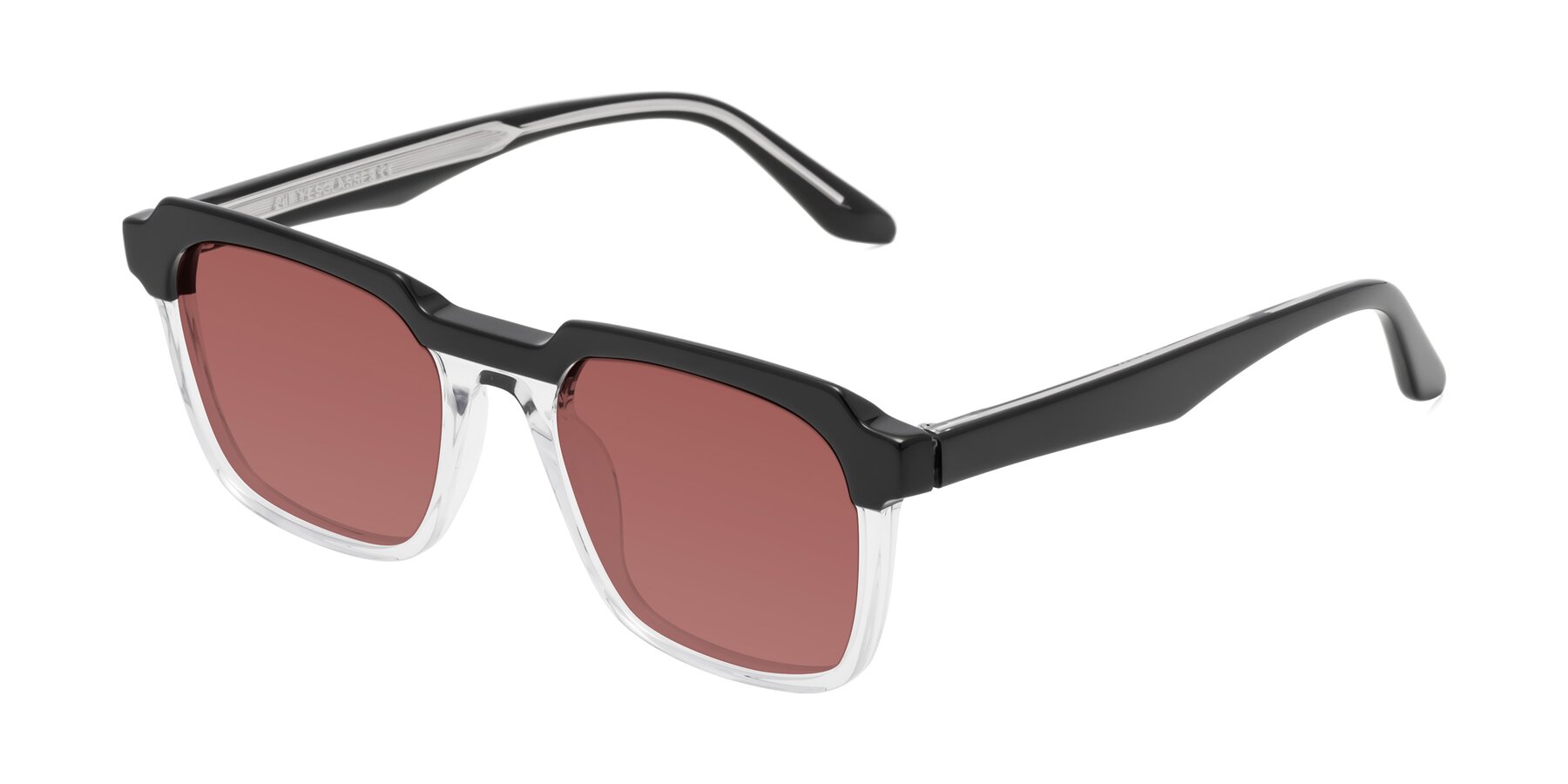 Angle of Zell in Black-Clear with Garnet Tinted Lenses