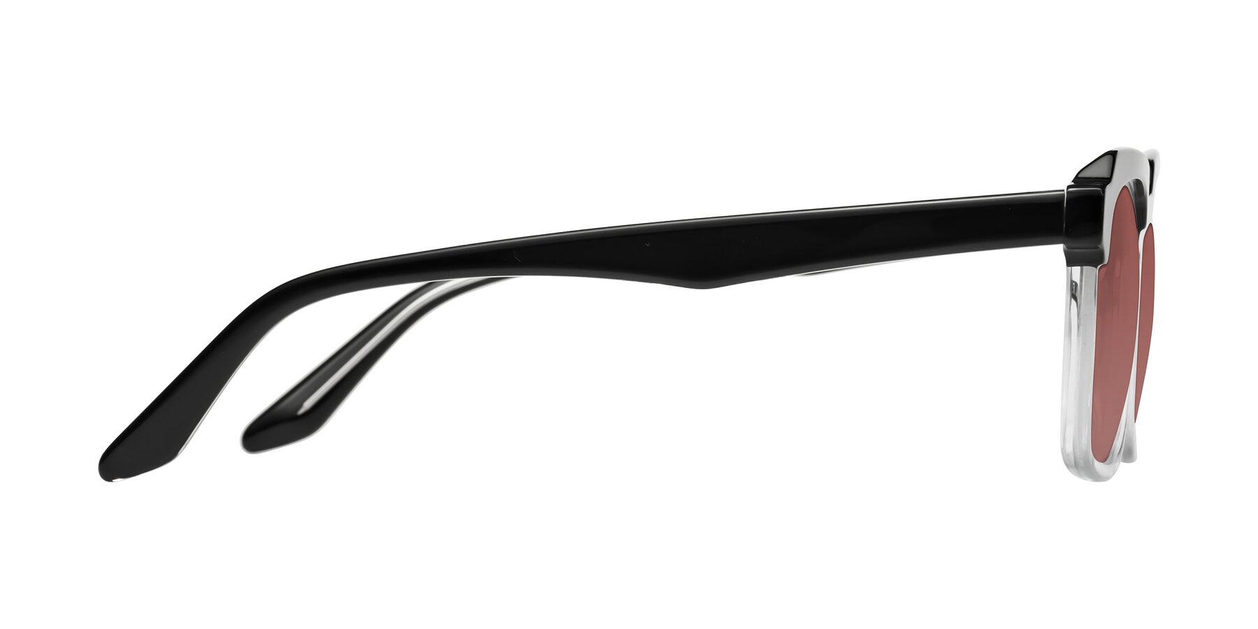 Side of Zell in Black-Clear with Garnet Tinted Lenses