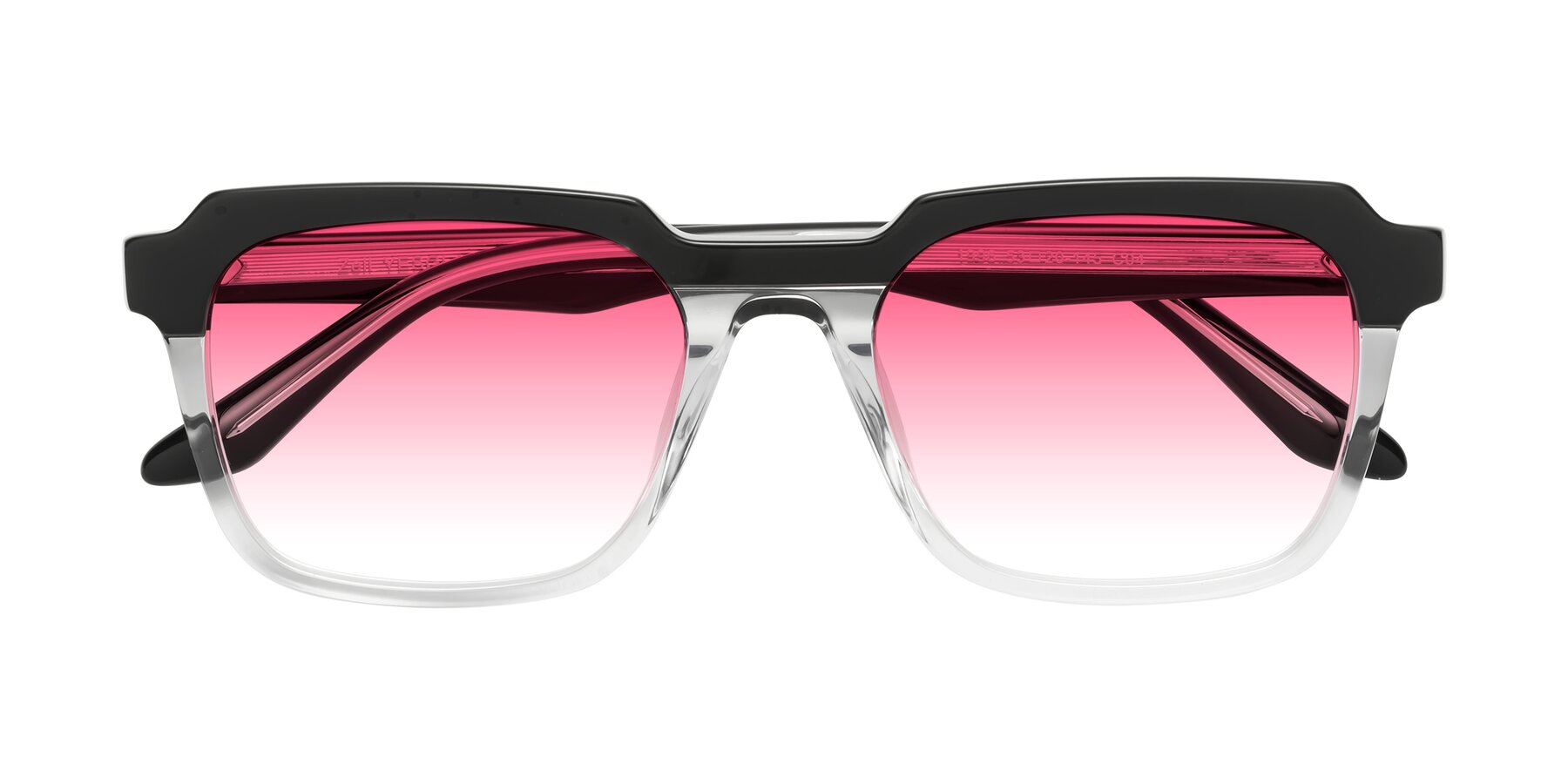 Folded Front of Zell in Black-Clear with Pink Gradient Lenses