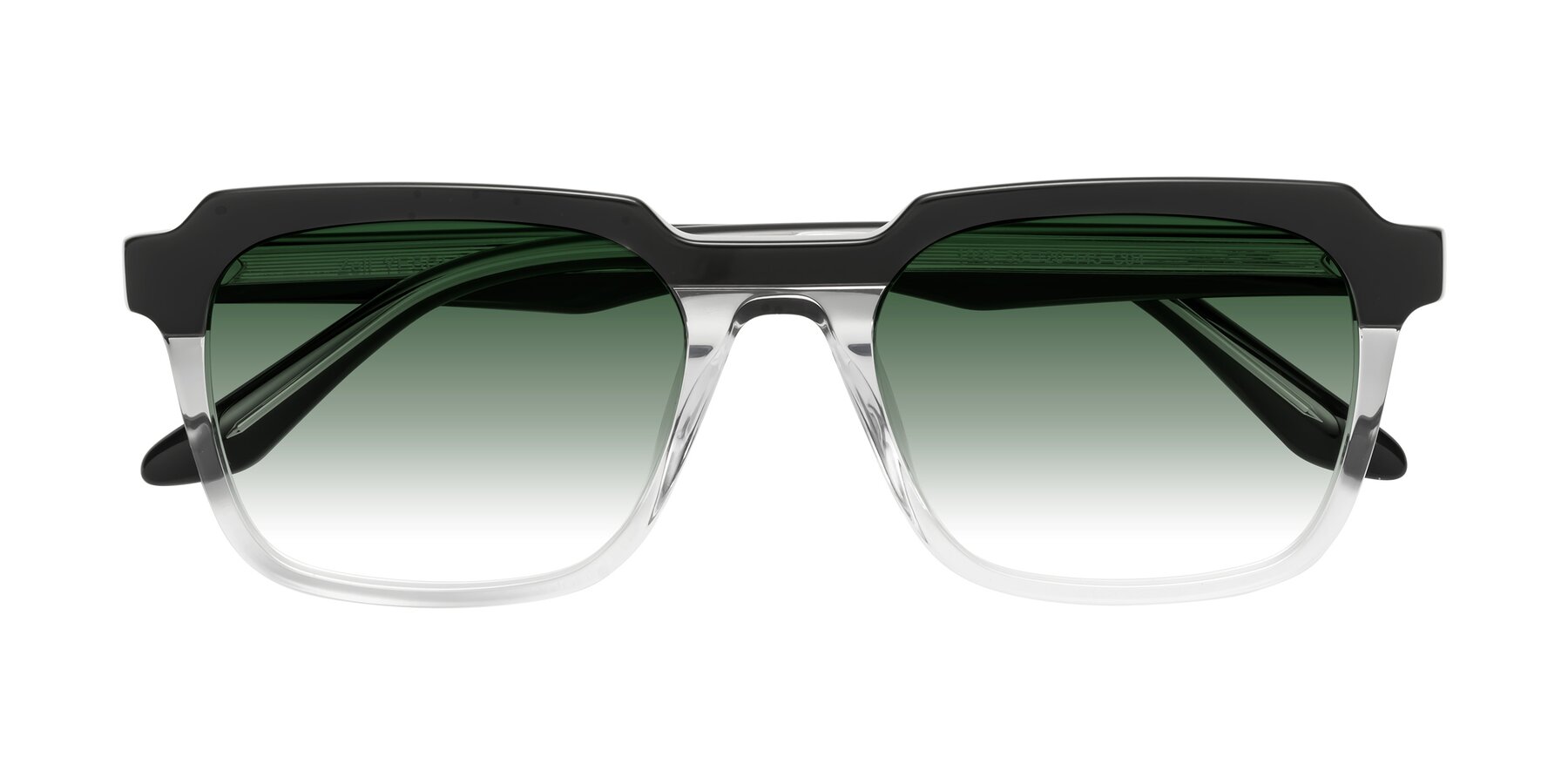 Folded Front of Zell in Black-Clear with Green Gradient Lenses