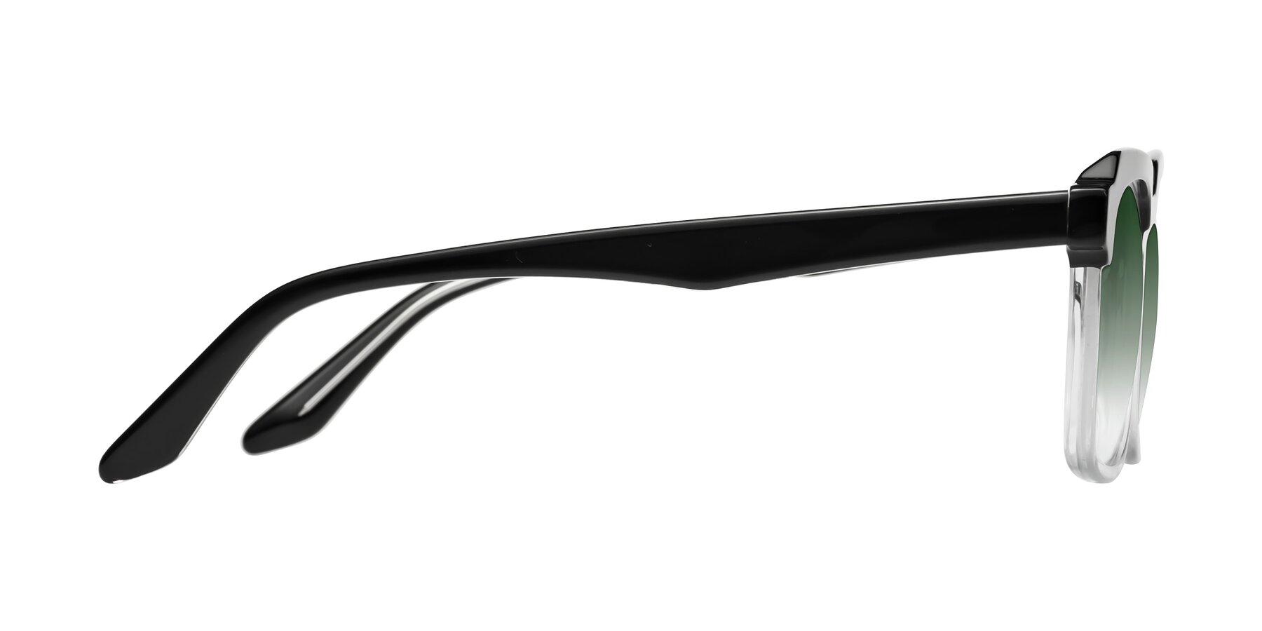 Side of Zell in Black-Clear with Green Gradient Lenses