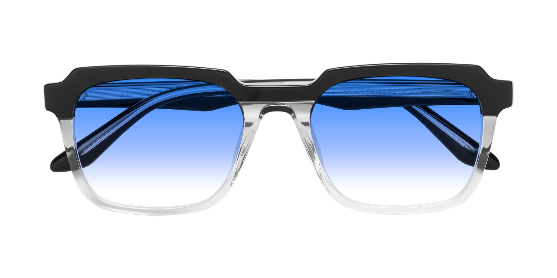 Folded Front of Zell in Black-Clear with Blue Gradient Lenses