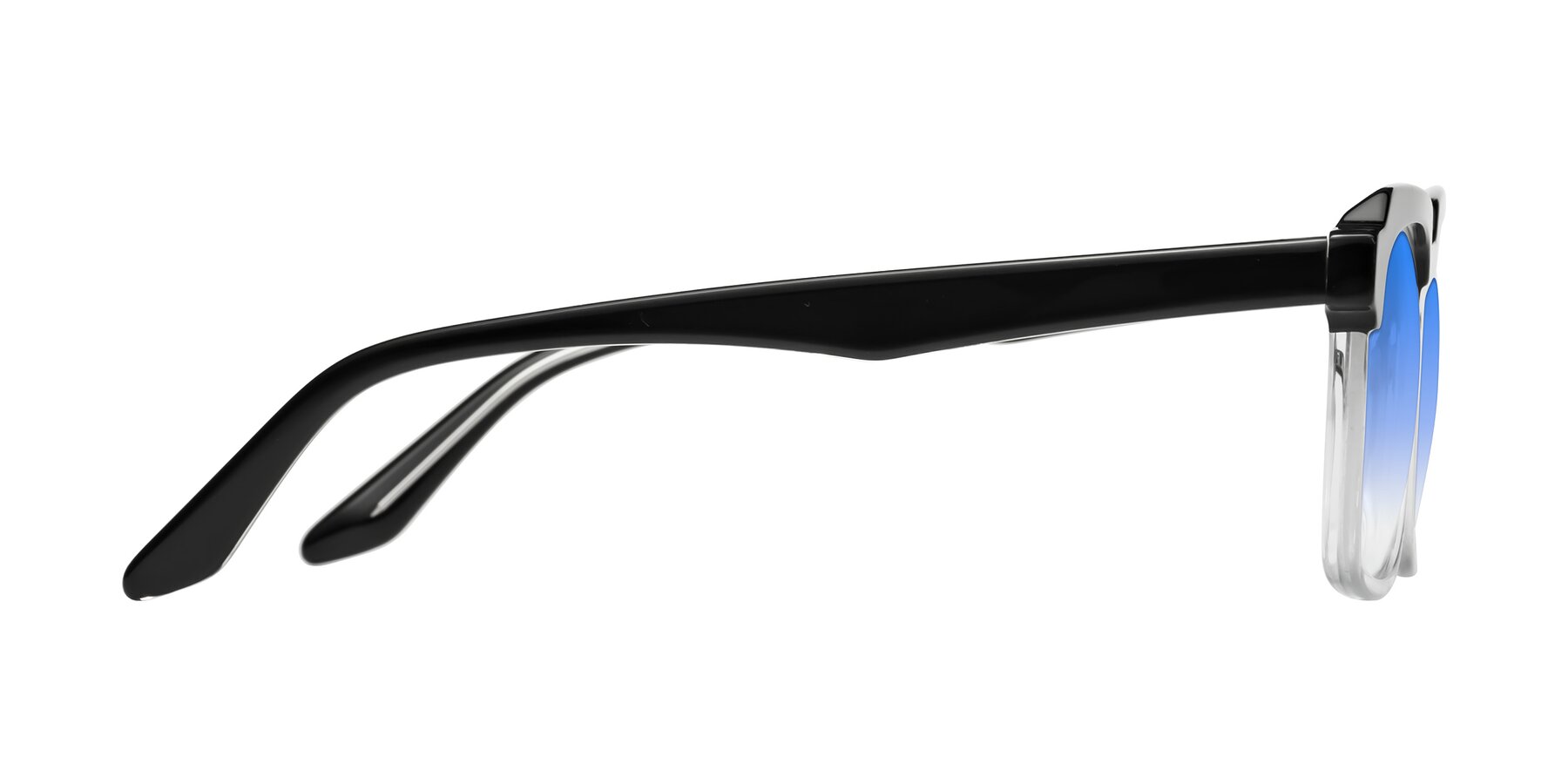 Side of Zell in Black-Clear with Blue Gradient Lenses