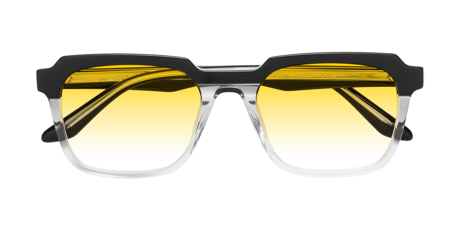 Folded Front of Zell in Black-Clear with Yellow Gradient Lenses