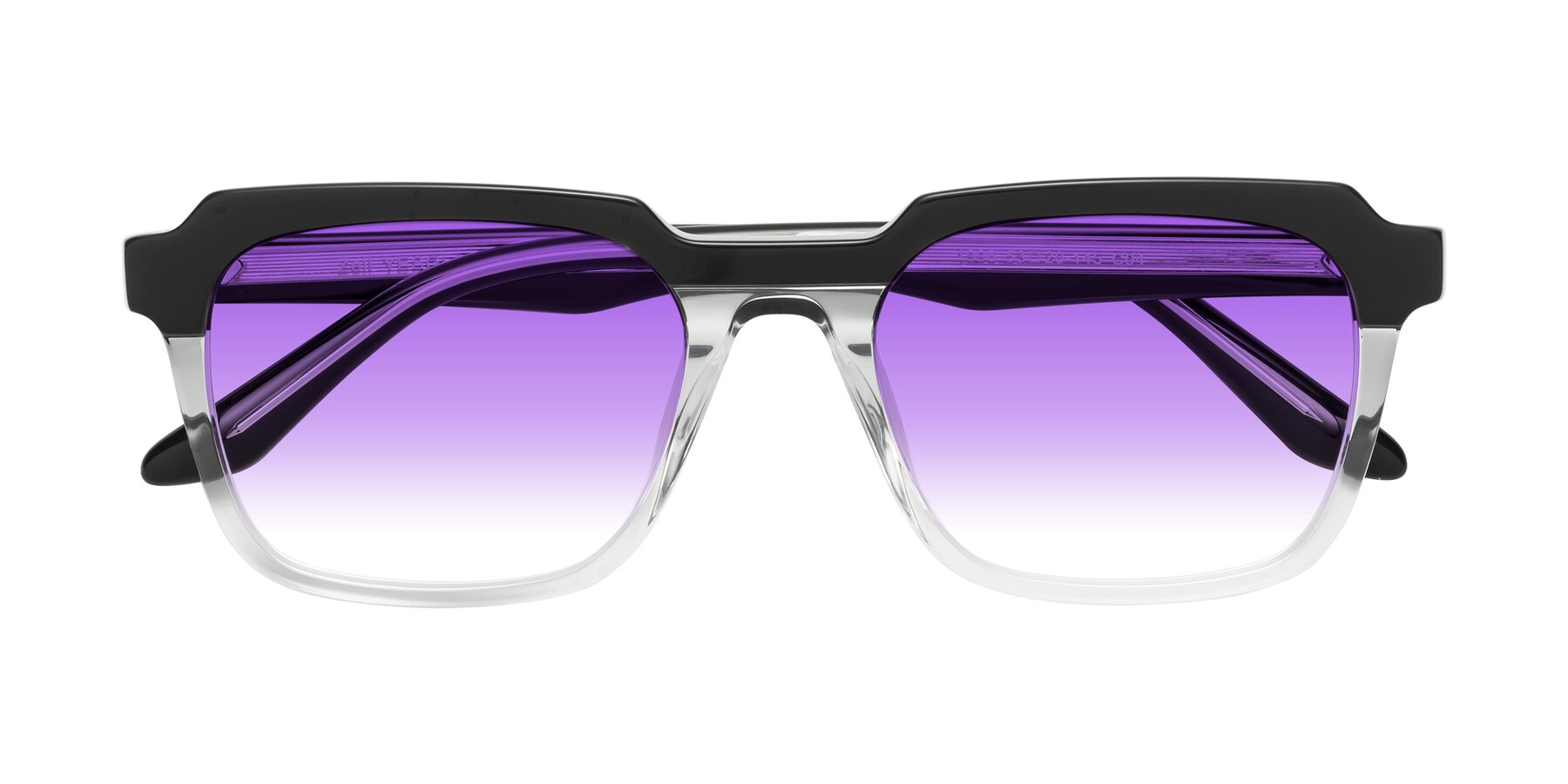 Folded Front of Zell in Black-Clear with Purple Gradient Lenses