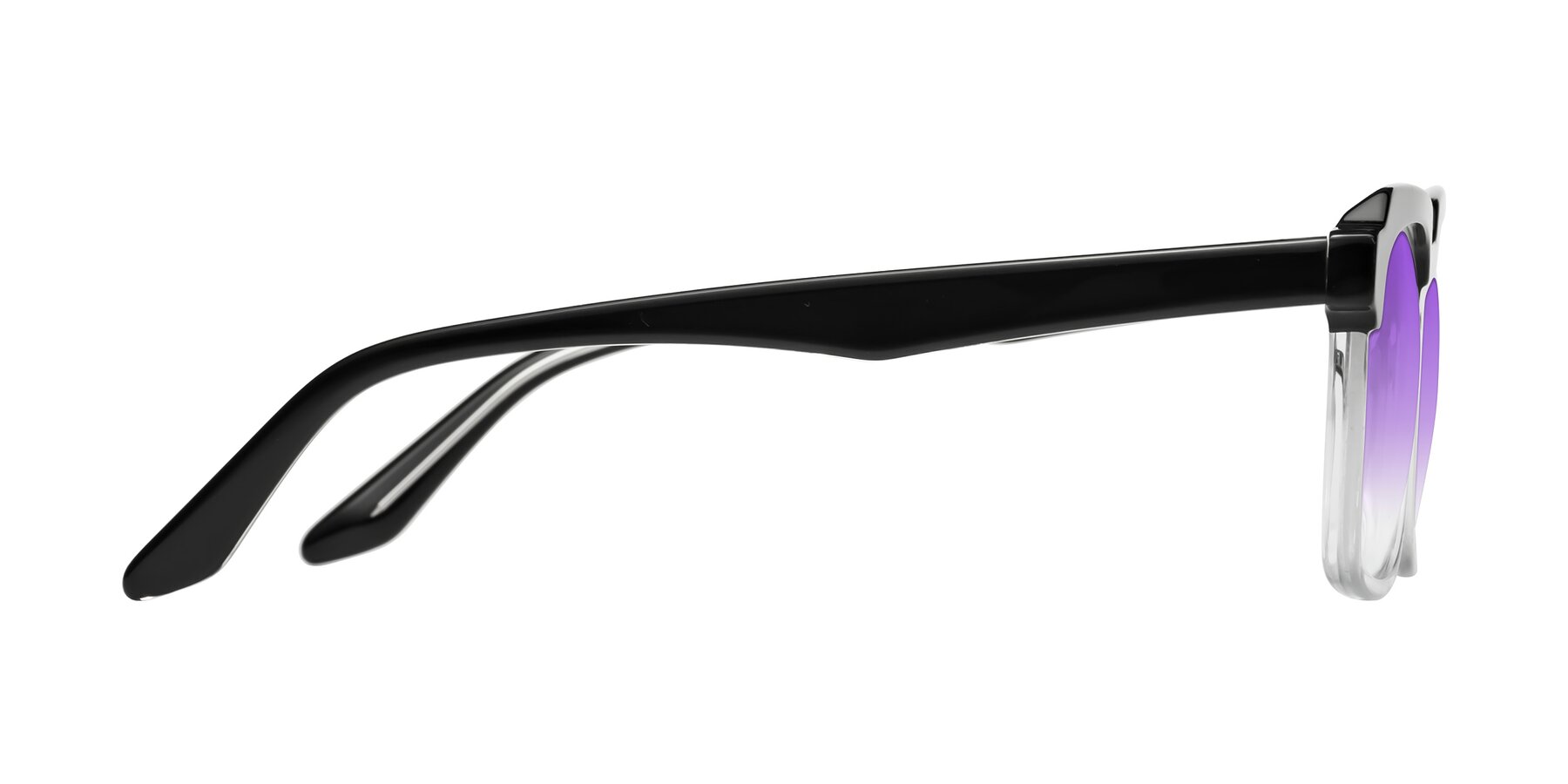 Side of Zell in Black-Clear with Purple Gradient Lenses