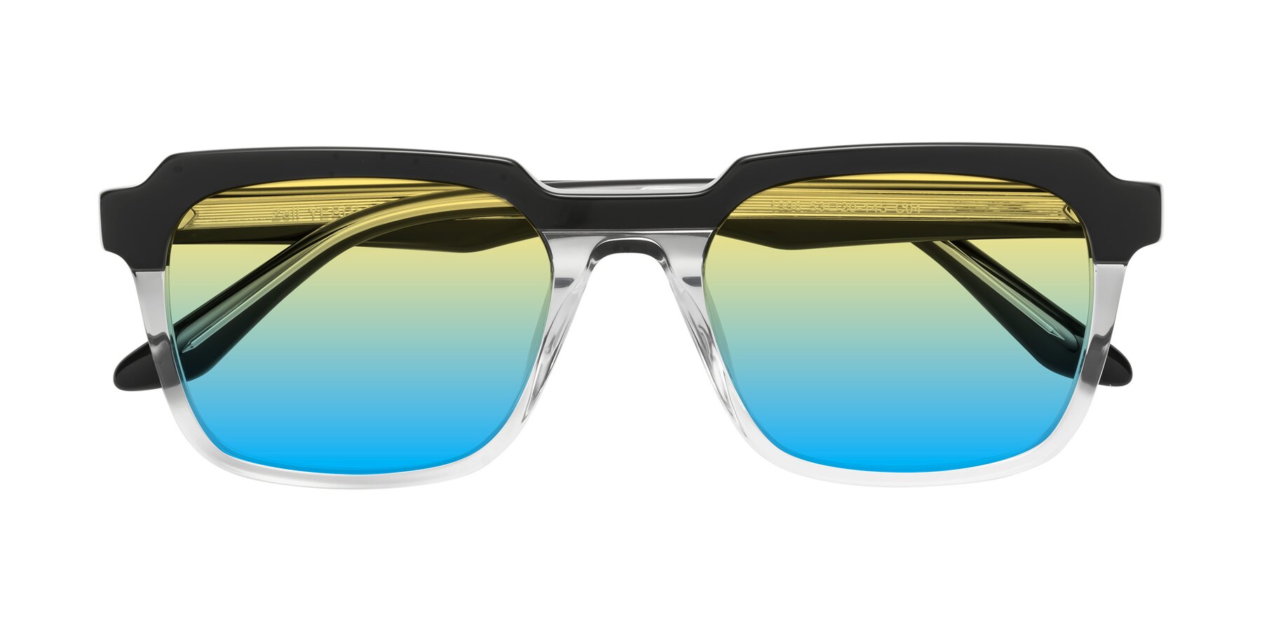 Folded Front of Zell in Black-Clear with Yellow / Blue Gradient Lenses