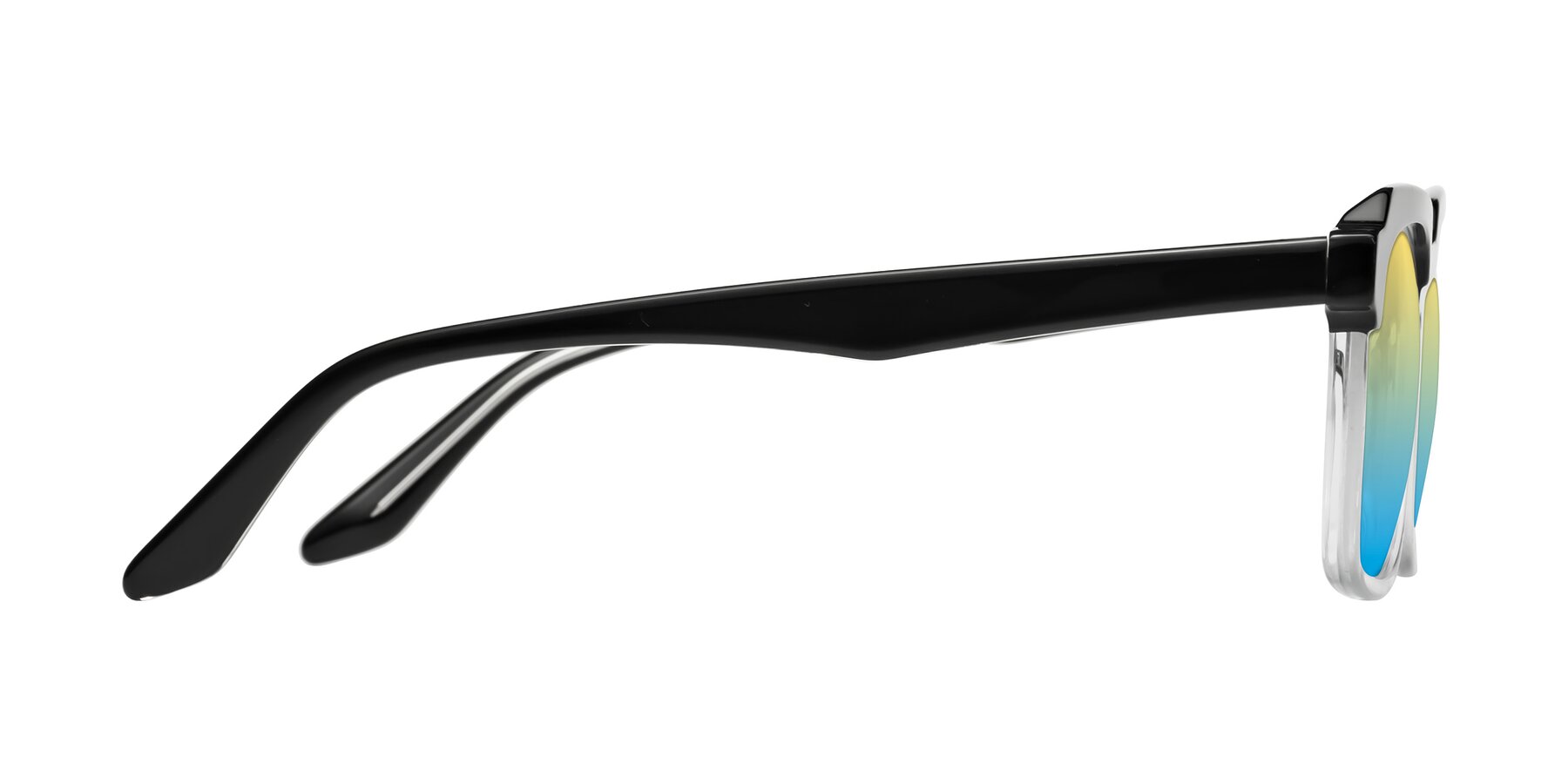 Side of Zell in Black-Clear with Yellow / Blue Gradient Lenses