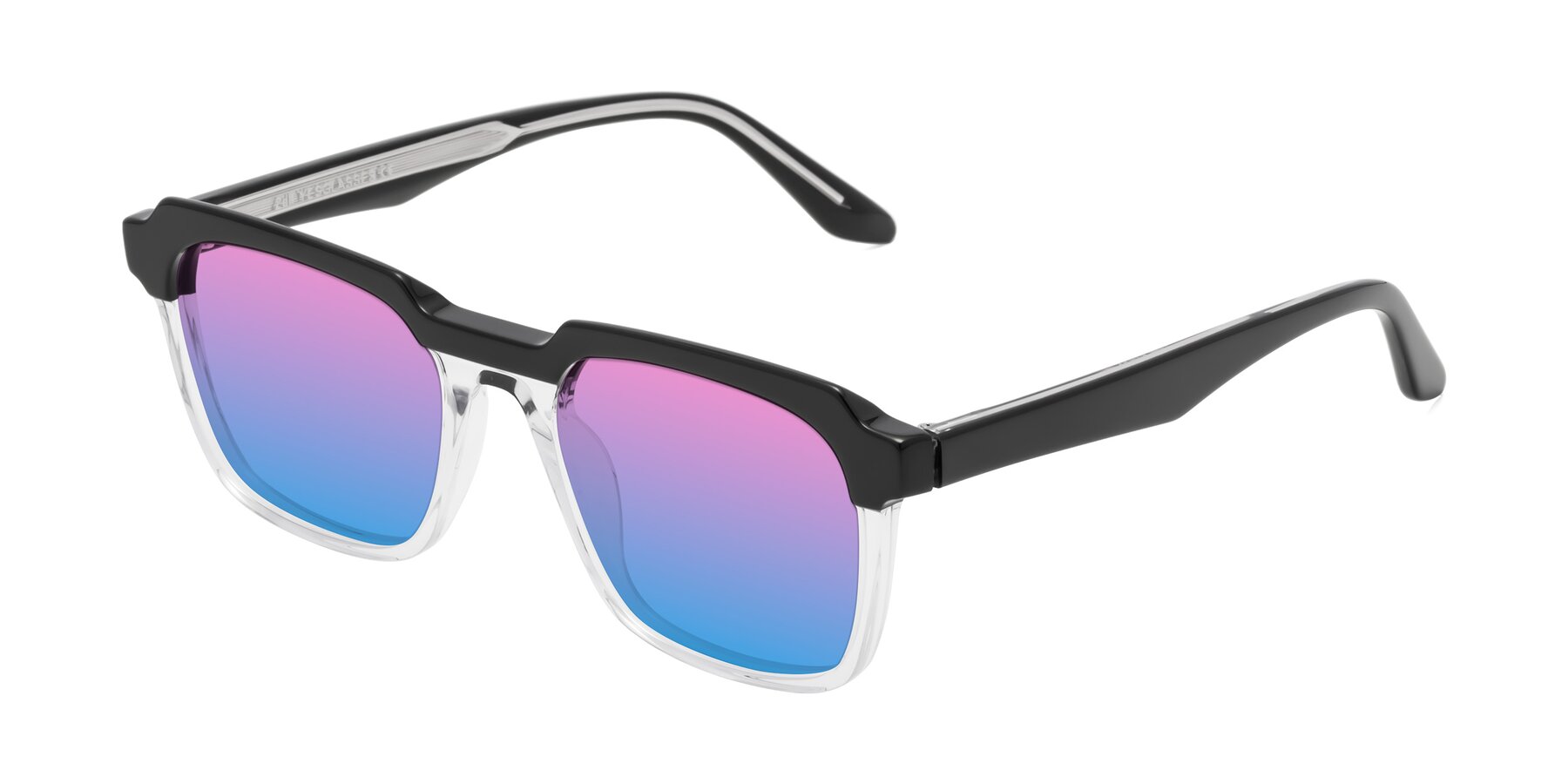 Angle of Zell in Black-Clear with Pink / Blue Gradient Lenses